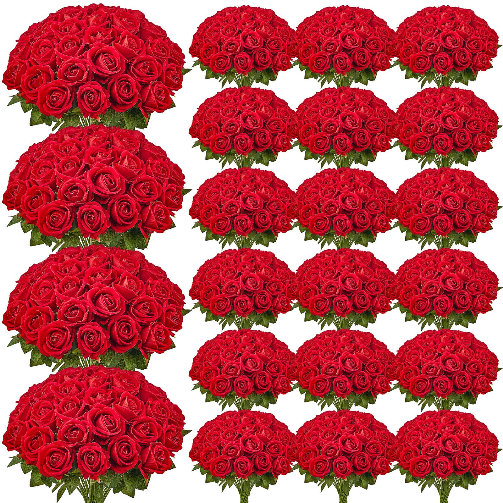 TEMU Vevor 60pcs / 120 Pcs / 500 Pcs White / Red Roses Artificial Flowers Realistic Bouquet For Xmas Home Decor