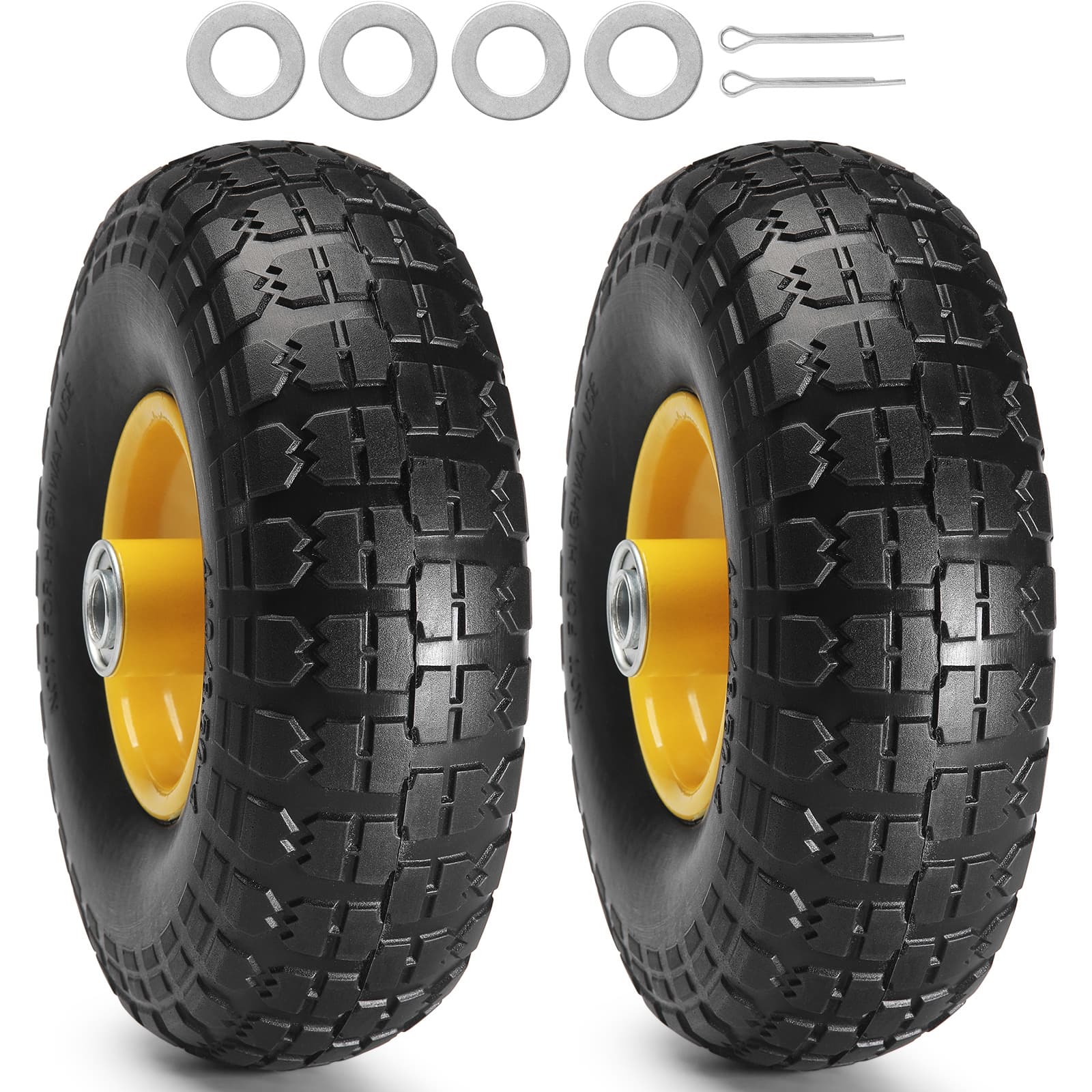 TEMU Vevor Solid Pu Run-flat Tire Wheel, 10", 2-pack, 180 Lbs / 400 Lbs Dynamic Load, 220 Lbs / 450 Lbs Static Load, Tubeless Tires And Wheels For Hand Truck, Utility Cart, , Garden Trailers, Carts