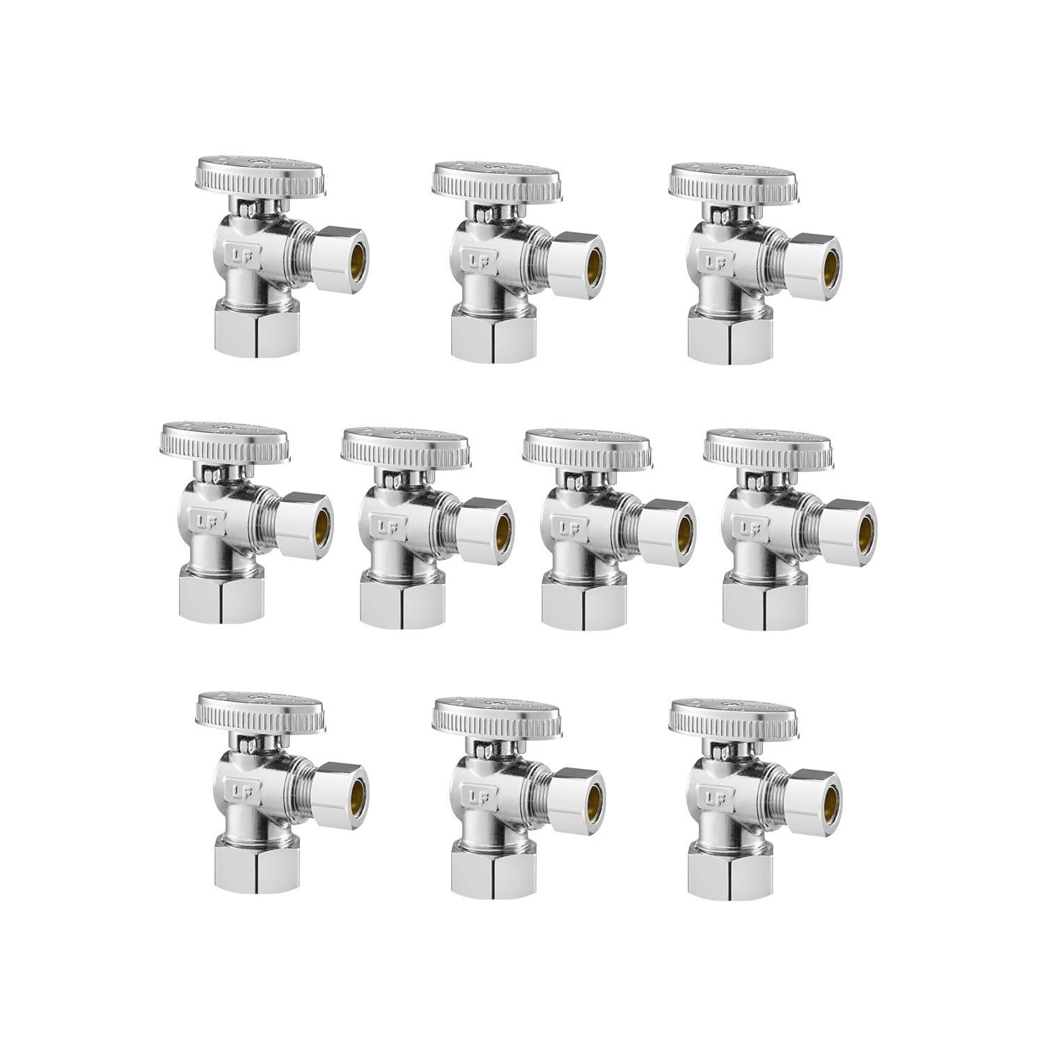 TEMU 10-pack Angle Stop Valve 1/4 Turn 5/8" Od (1/2" Nom) X 3/8" Od