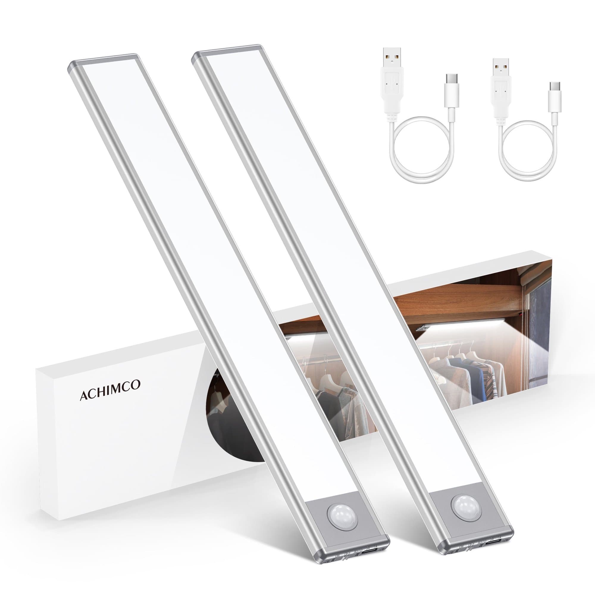 TEMU Under Counter Lights For Kitchen: Under Cabinet Lights 30-led Closet Lights 1000mah Rechargeable Motion Sensor Under Cabinet Lighting For Kitchen, Cabinet,wardrobe,laundry, 2 Pack 13inch