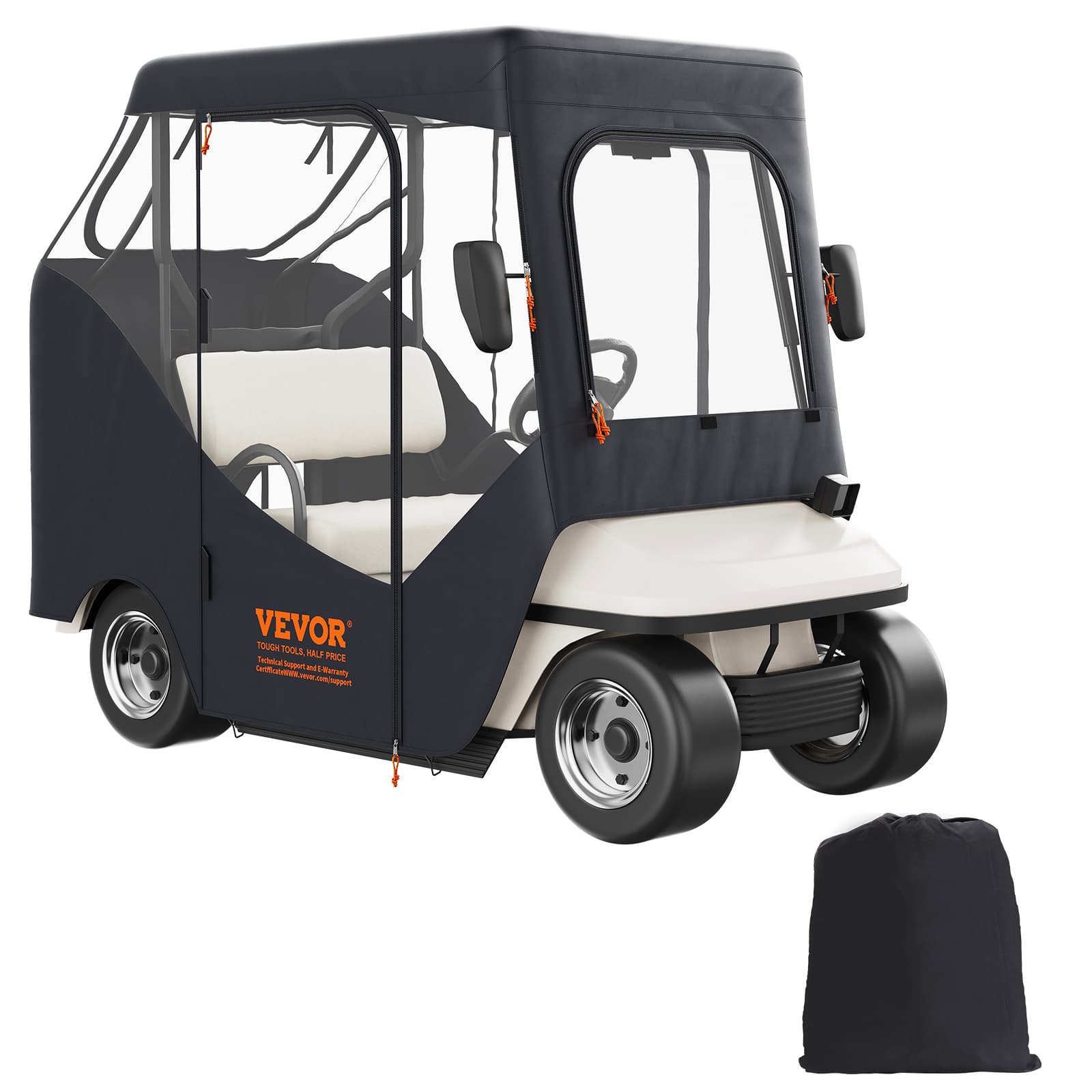 TEMU Vevor Golf Cart Enclosure, 600d Polyester Driving Enclosure With 4-sided Transparent Windows, 2 Passenger Covers Universal Fits For Most Brand Carts, And Dustproof Outdoor Cart Cover