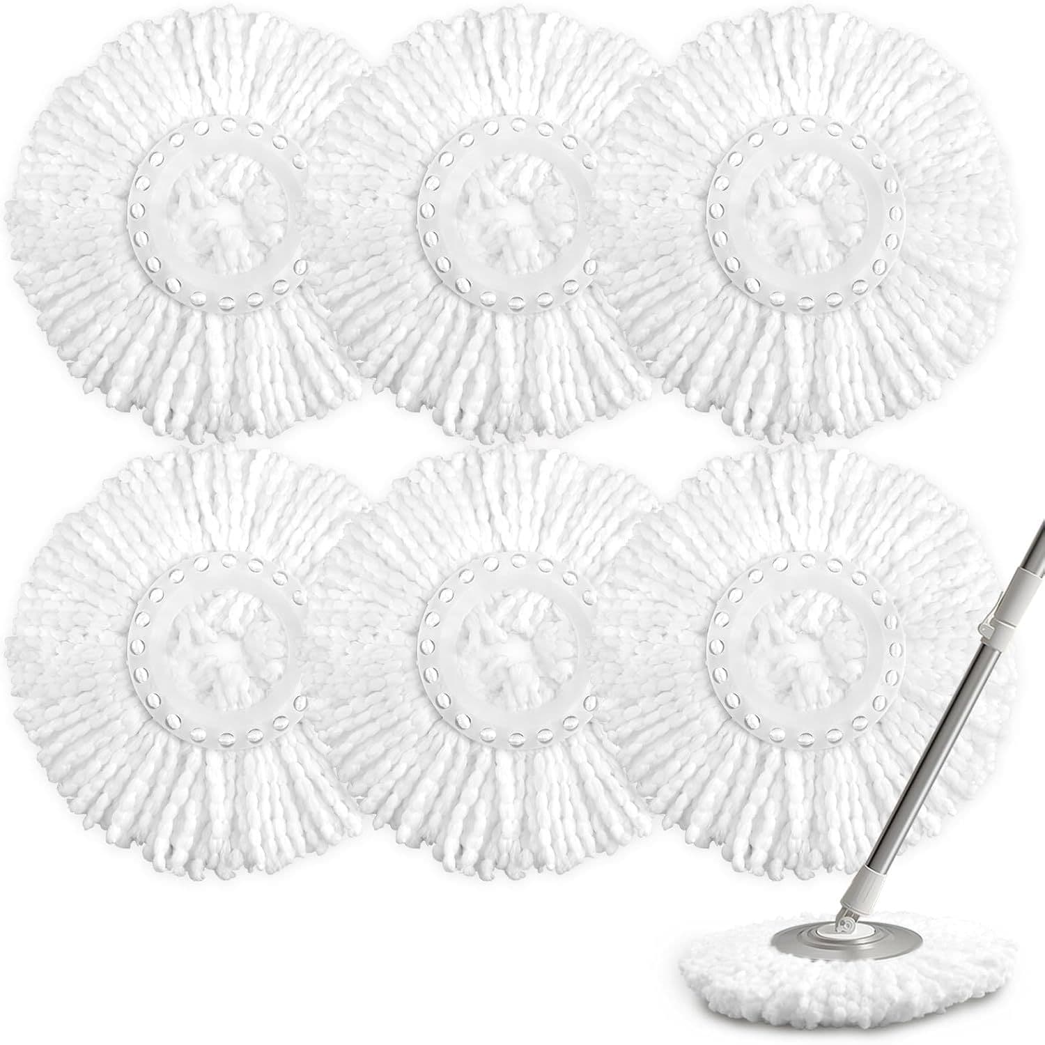 TEMU Pack Spin Mop Replacement Head For Mop System, Standard Size Round Shape Spin Mop Replacement Head, Microfiber Refills Machine Washable And — image 1