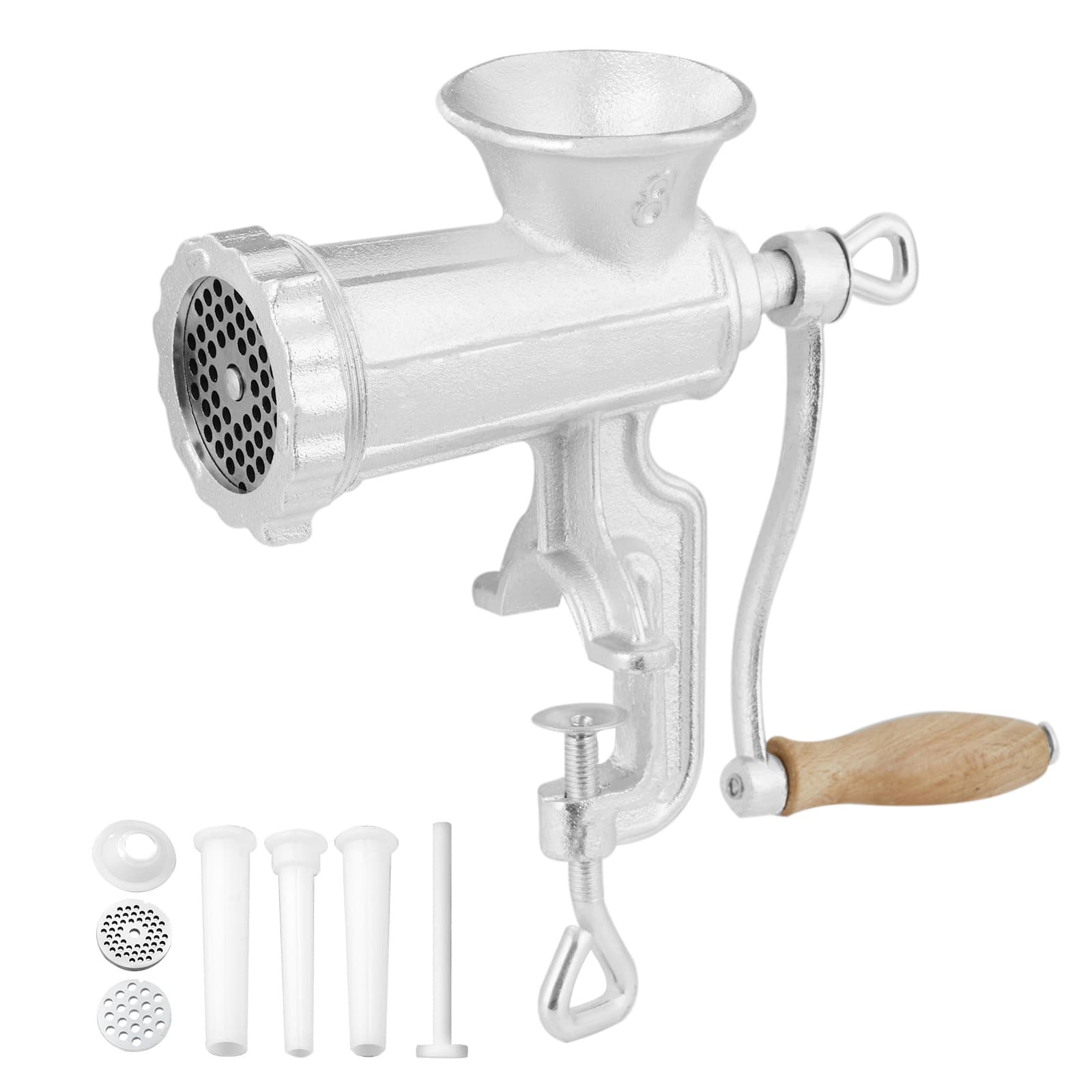 TEMU Vevor Manual Meat Grinder, Heavy Duty Cast Meat Grinder With Steel Table Clamp, Meat Mincer Sausage Maker With 1 Cutting Blade, 2 Cutting Plates, 3 Sausage Tubes For Beef Pepper Mushroom