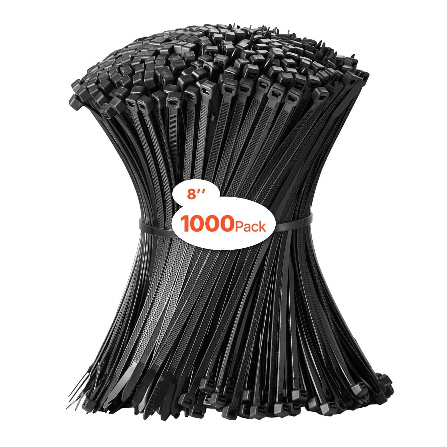 TEMU Vevor 1000 Pack Cable Zip Ties 8-inch / 12-inch Cable Wire Ties & 50lbs High Tensile Strength