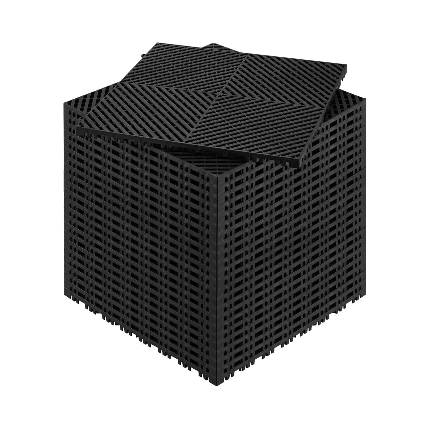 TEMU Vevor Drainage Mat Modular Interlocking Cushion 15.7” X 15.7” Drainage Tile, Black/light Gray