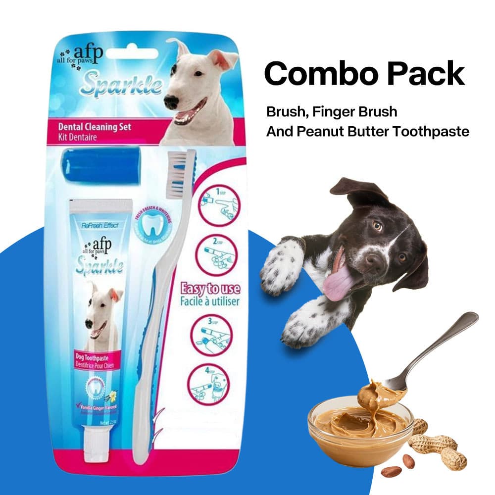 TEMU Toothbrush Finger Brush Peanut Butter Toothpaste Pack For Dog Vanilla & Ginger Toothpaste Pet Oral Health Care Cleaning