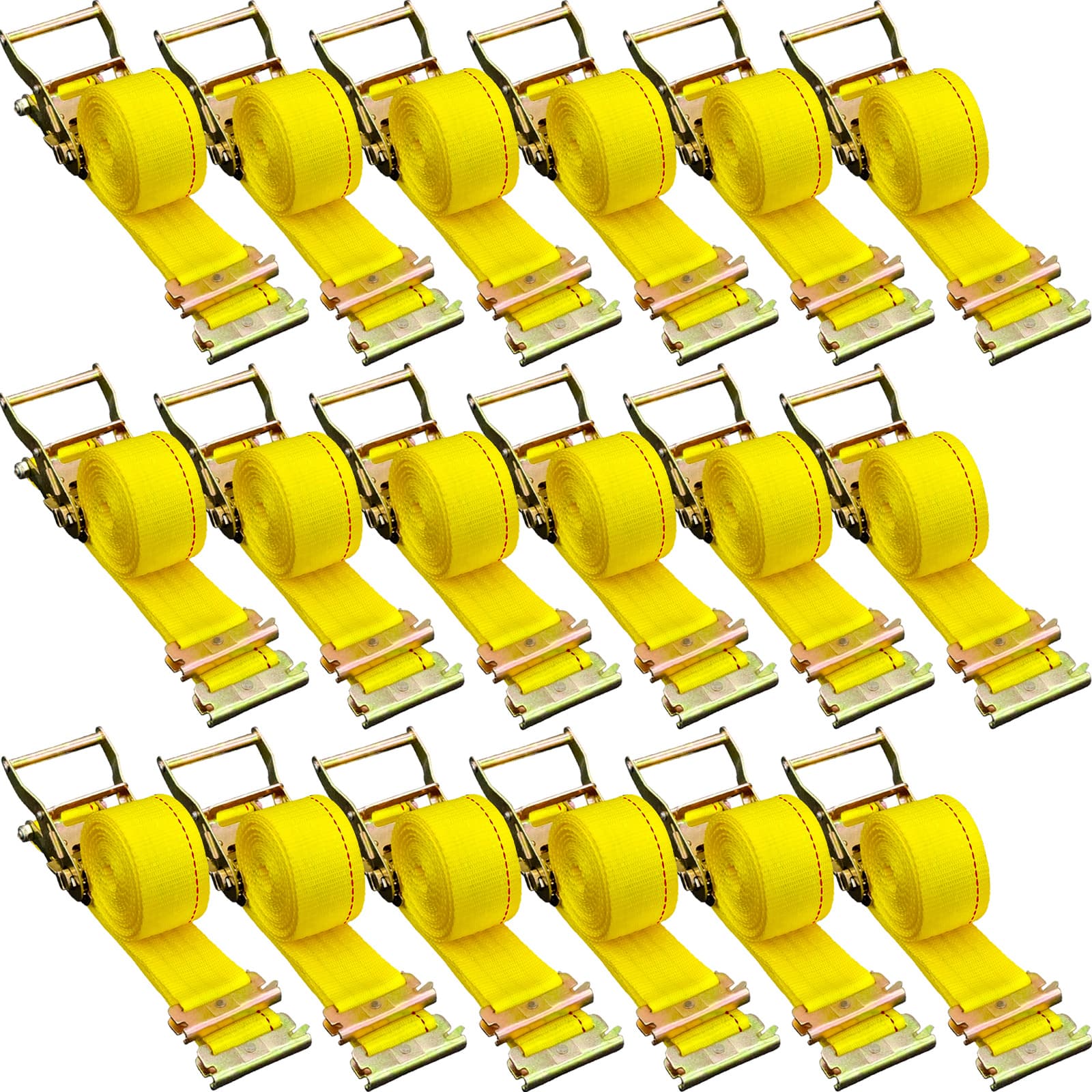 TEMU Vevor E Track Ratchet Strap, 18pcs 2" X 15' Straps 4400 Lbs Breaking Strength, With Polyester Webbing & Spring Fitting & Ratchets, Durable For Motorcycles, Tire, Trailer