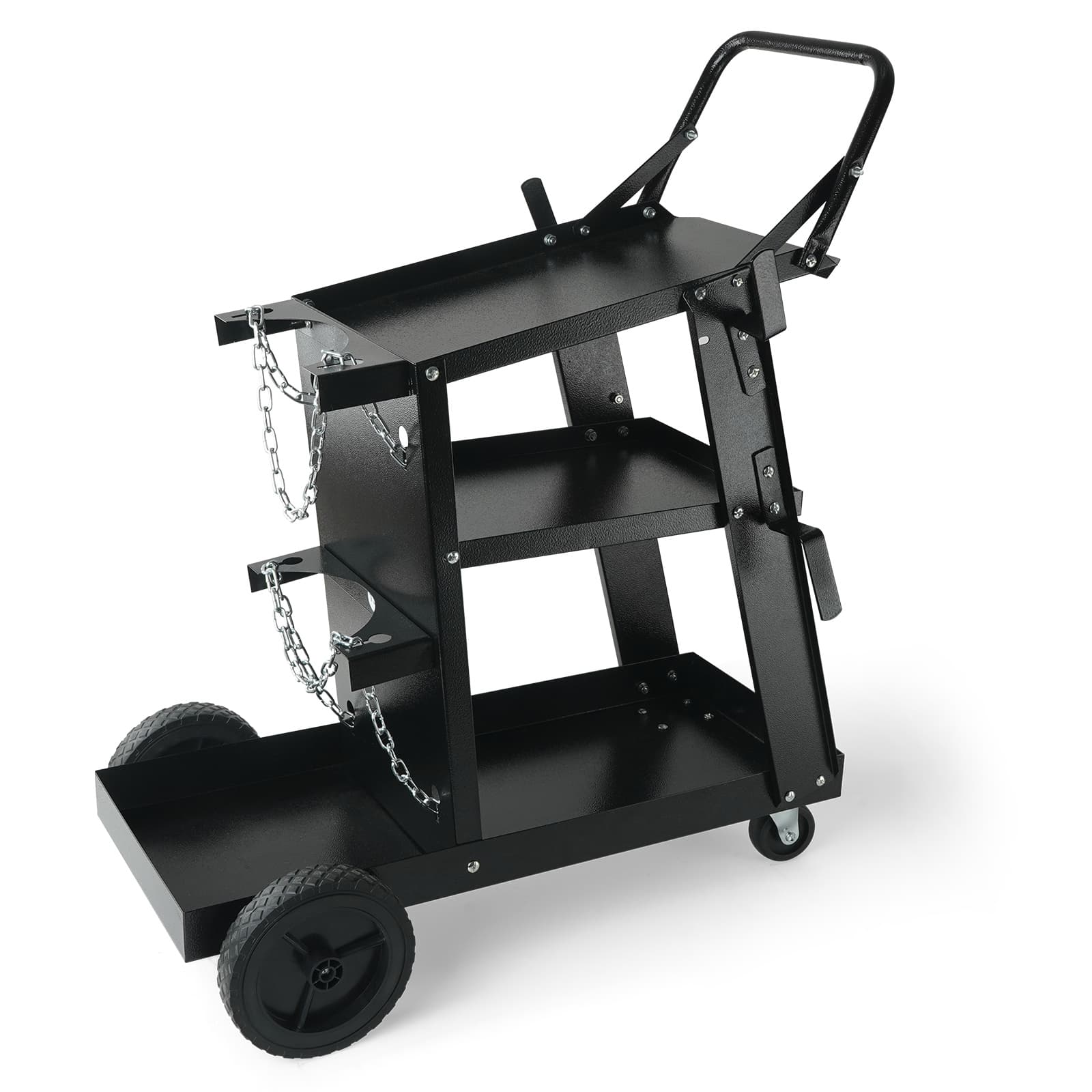 TEMU Vevor Welding Cart, 3-tier Welder Cart Heavy Duty With 400 Lbs Weight Capacity, Wheels, Tank Storage Safety Chains, Rolling Mig Welder Cart For Tig, Arc, Mma, Plasma Cutter Welding Machine