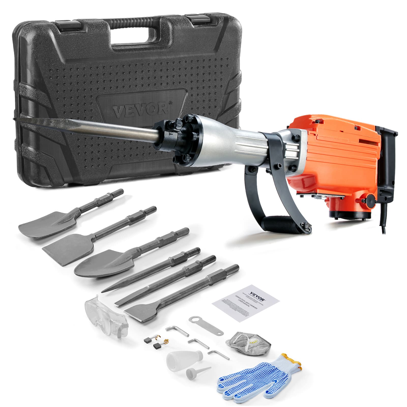 TEMU Vevor Concrete Breaker 2200w Electric Hammer 2 Chisel Bits / 6 Chisel Bits