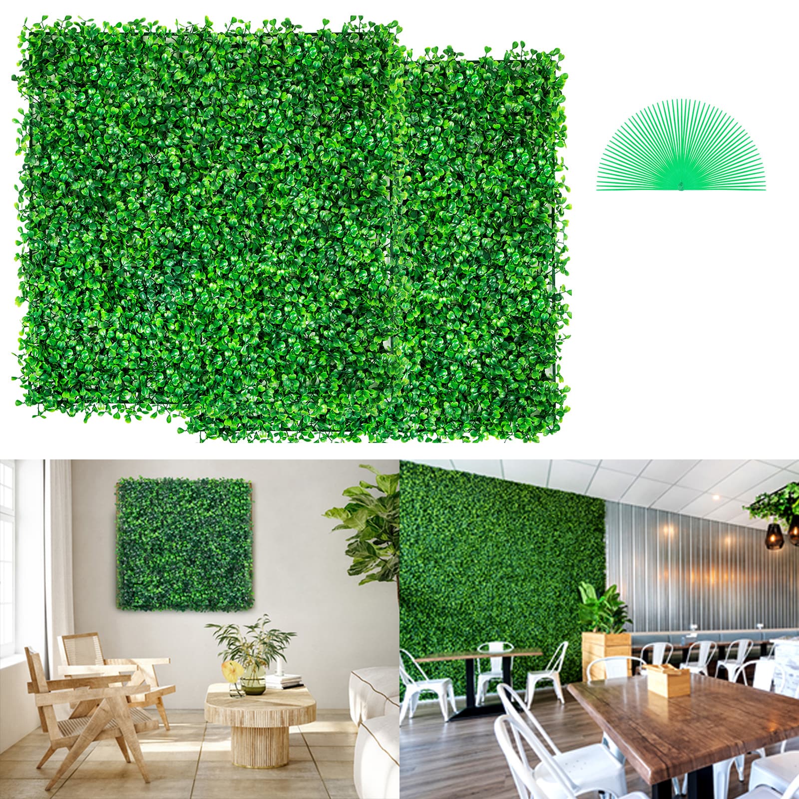 TEMU Vevor 12pcs 10x10 Inch Artificial Boxwood Panels, Boxwood Hedge Wall Mat,artificial Grass Backdrop Wall, Privacy Hedge Screen Uv Protected For Outdoor Indoor Garden Fence Backyard