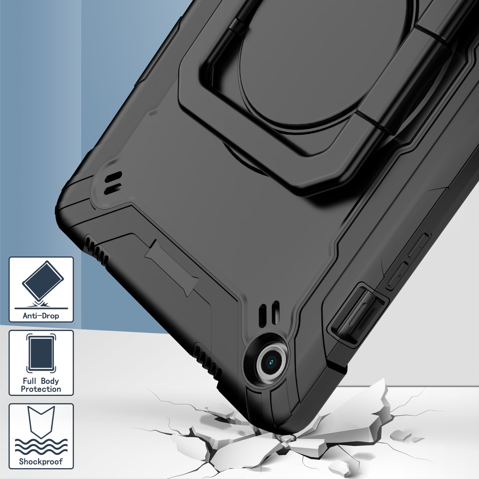 TEMU Case For Galaxy Tab A9 Plus 11-inch 2023, Galaxy Tab A9 Plus Shockproof Case With 360°rotatable Stand, Heavy Duty Case For Sm-x210/x216/x218