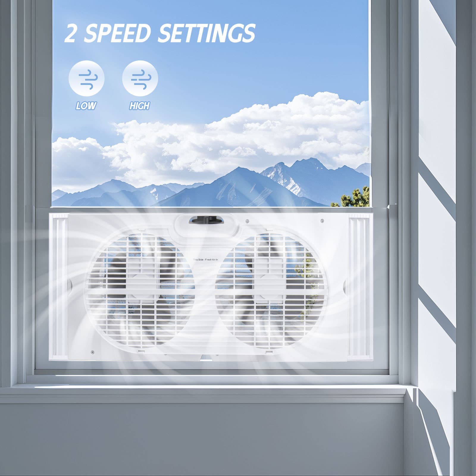 TEMU Twin Window Fan, 9 Inch Fan With Expanders And 2/3-speed, Ideal For Home, Kitchen, Bedroom & Office