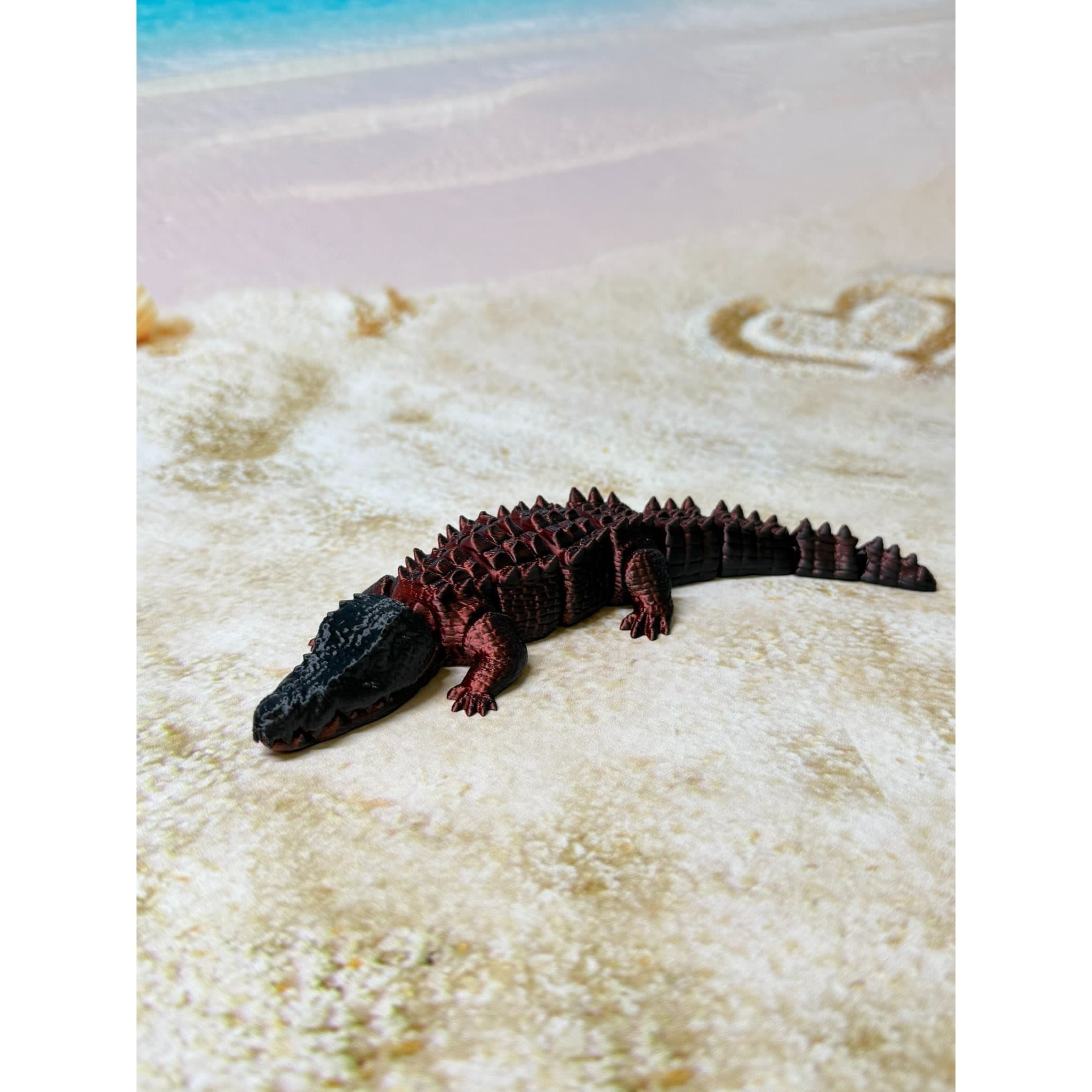 TEMU Articulated Crocodile Figurine - 3d Printed Hinge-jointed Alligator Decor, Flexible Collectible, Durable Plastic, Ideal For Home, Office & Party Display, No Power Needed, Great For Gifting