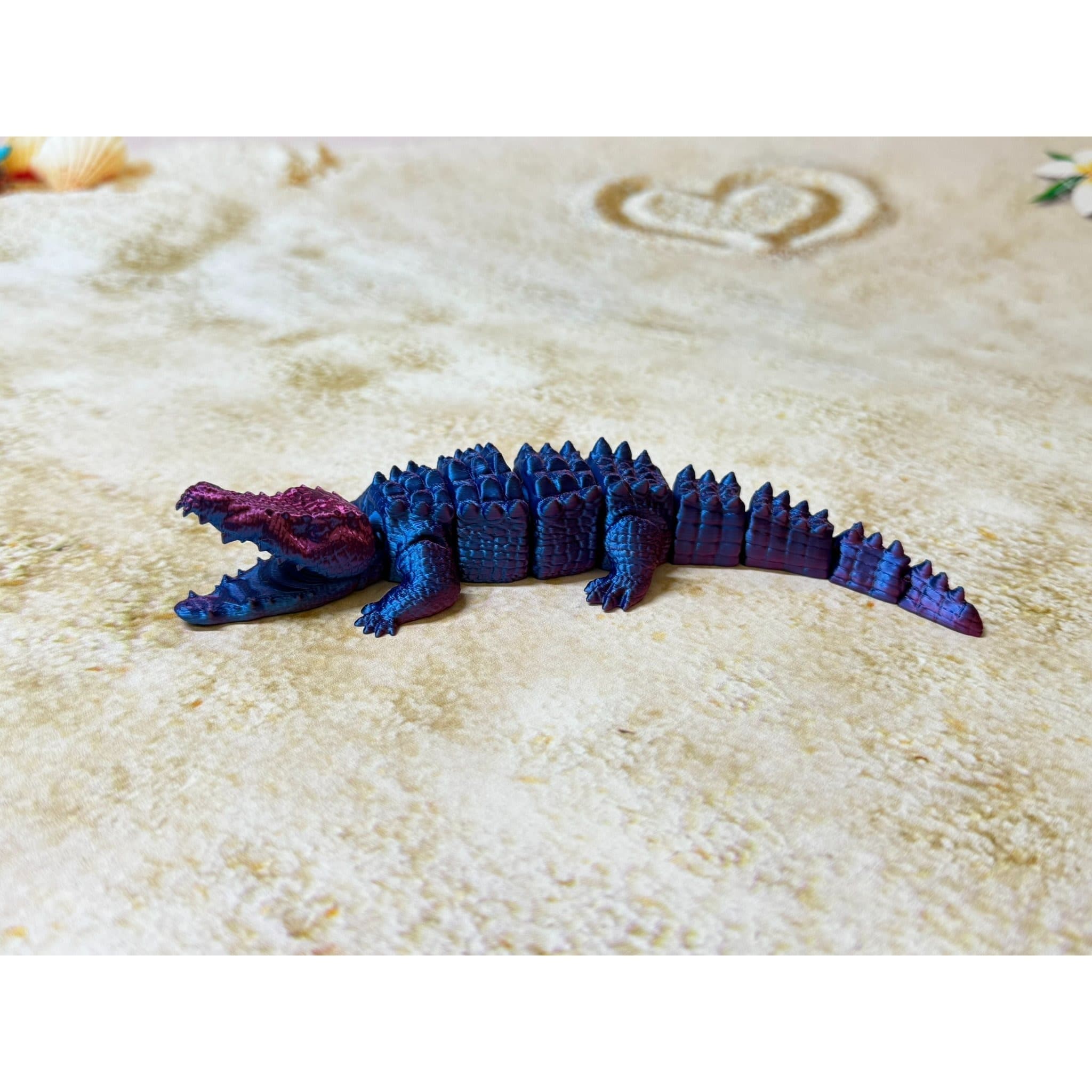 TEMU Articulated Crocodile Figurine - 3d Printed Hinge-jointed Alligator Decor, Flexible Collectible, Durable Plastic, Ideal For Home, Office & Party Display, No Power Needed, Great For Gifting