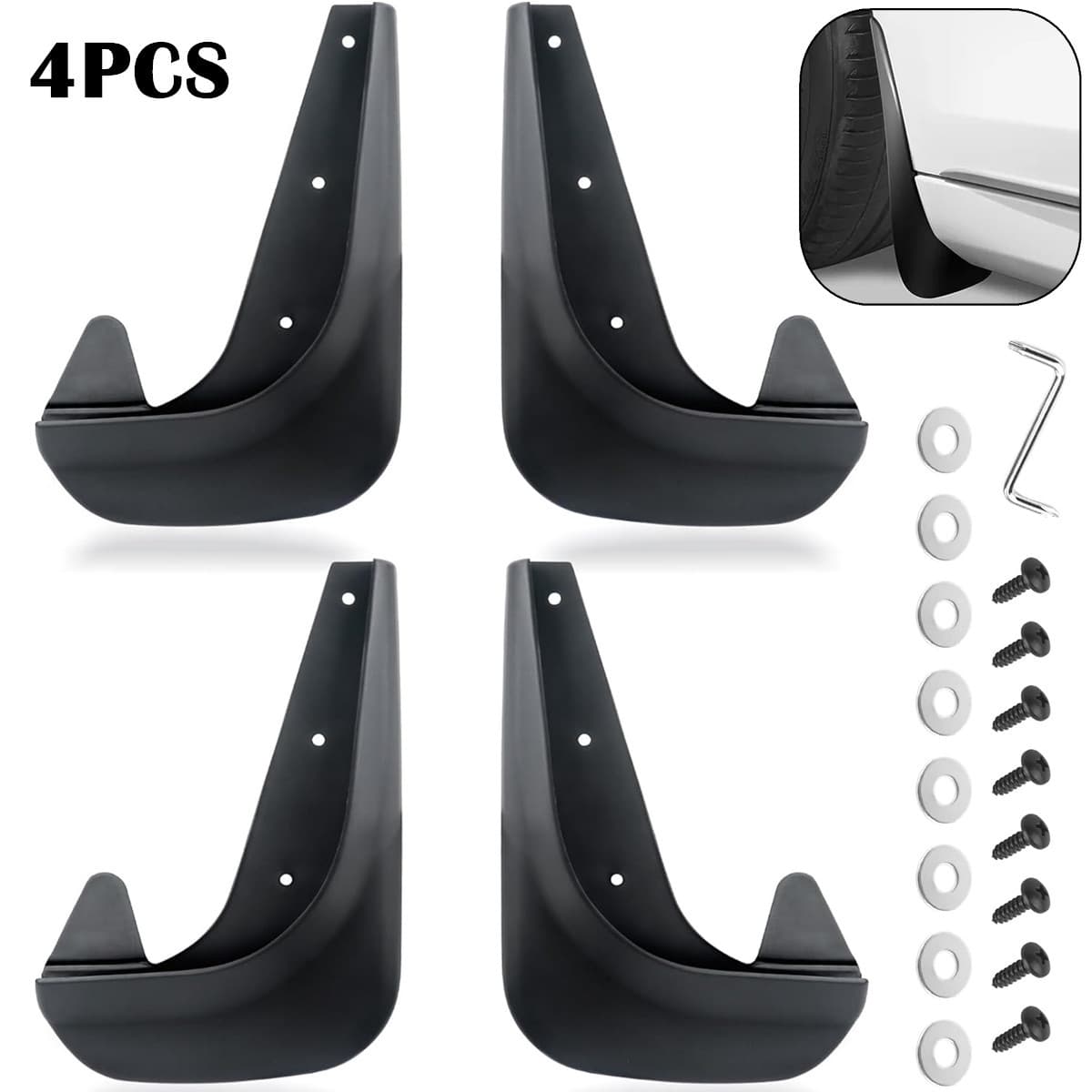 TEMU 4pcs Car Mud Flaps Splash Guards Mudguards With Hardware Kits Protection For Front Rear Auto Accessories Universal