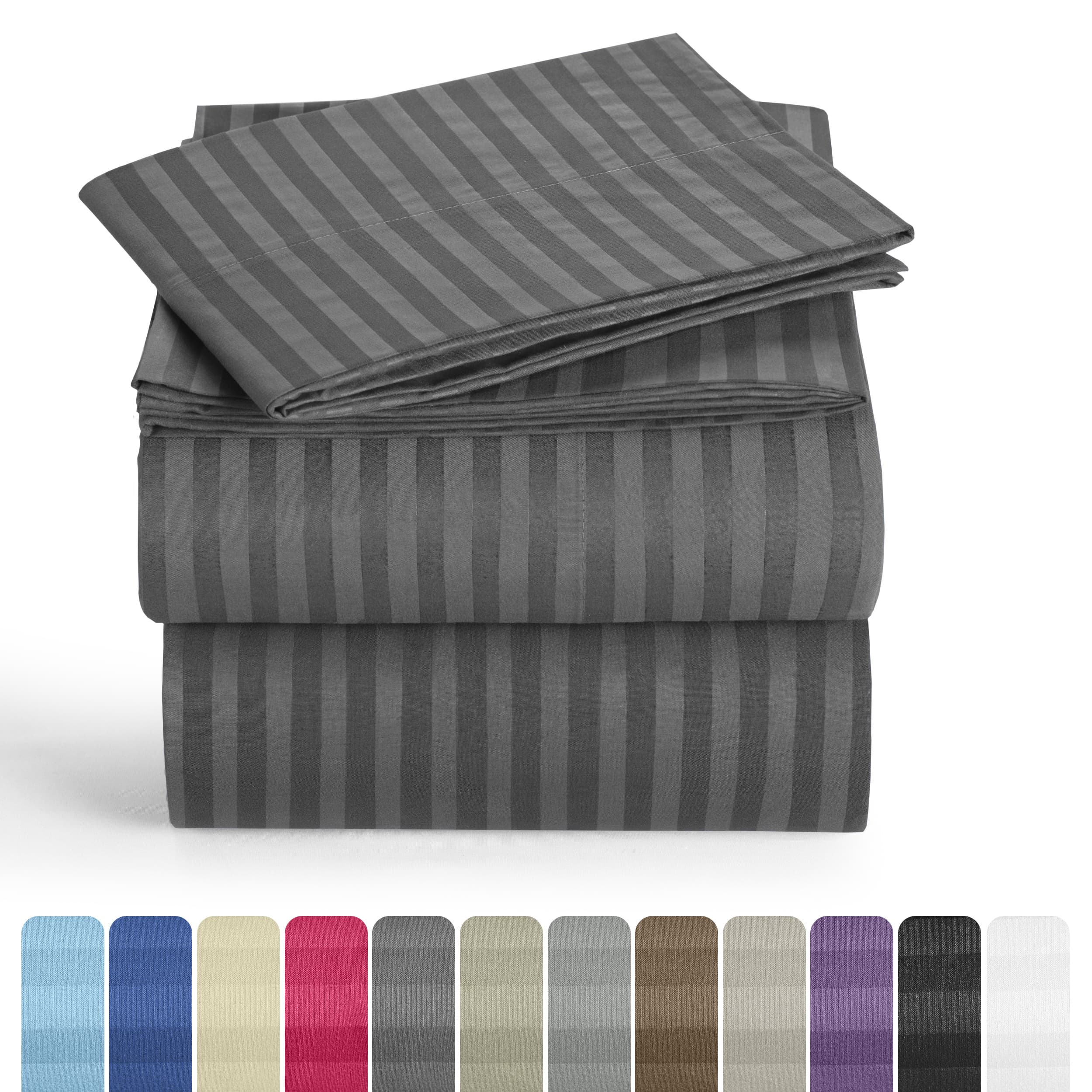 TEMU 4/3 Pieces Striped Bed Sheets Set - Hotel Luxury Sheets, Deep Pocket Up To 16 Inches, , Breathable Cooling Sheet & Pillowcases, , Wrinkle Free, Fade & Stain Resistant Bedding Set