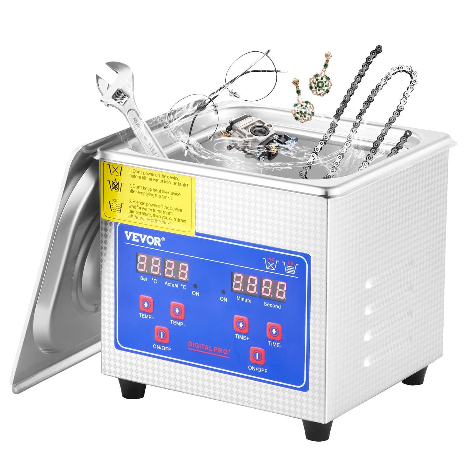 TEMU Vevor Ultrasonic Cleaner 1.3l Professional Ultrasonic Cleaner With Digital Timer 40khz Ultrasonic Cleaning Machine 110v For Jewelry Watch Ring Coin Diamond Eyeglasses Small Parts Cleaning