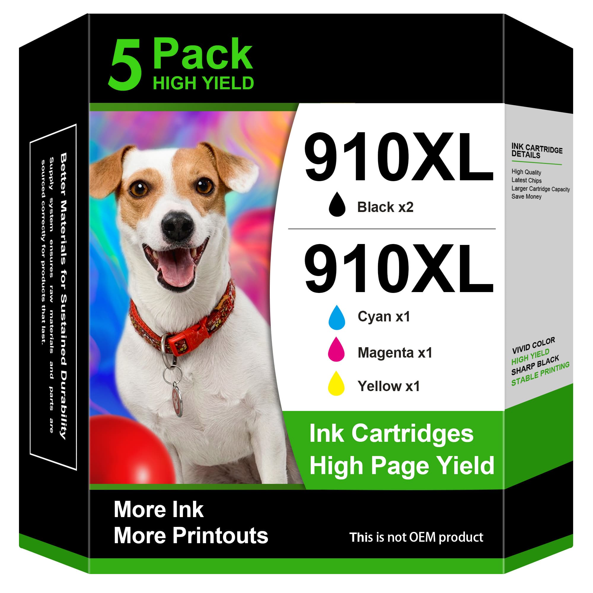 TEMU 5 Pack 910xl Ink Cartridges For Pro 8020 8025 8028 8035 8030 8010 8015 8018 8022