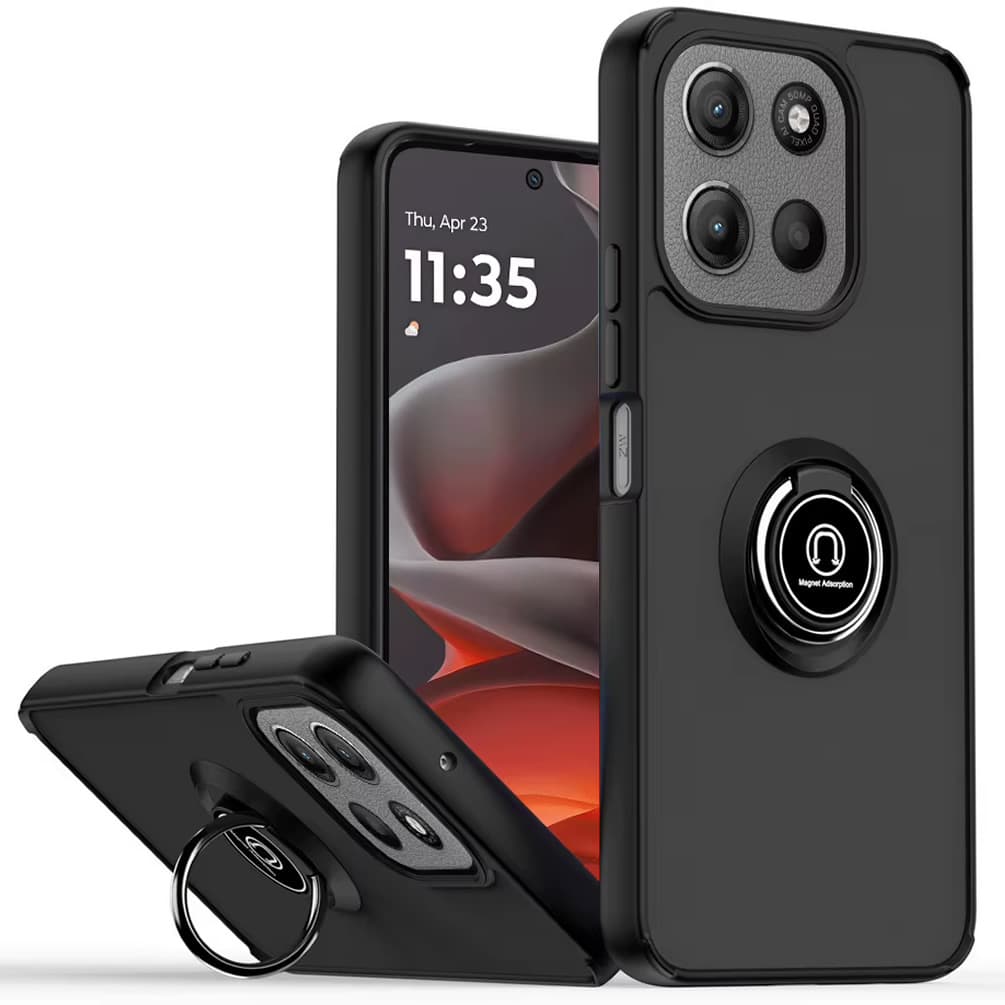 TEMU For Motorola 2025 Phone Case, Transparent Hybrid Cover With Ring Holder