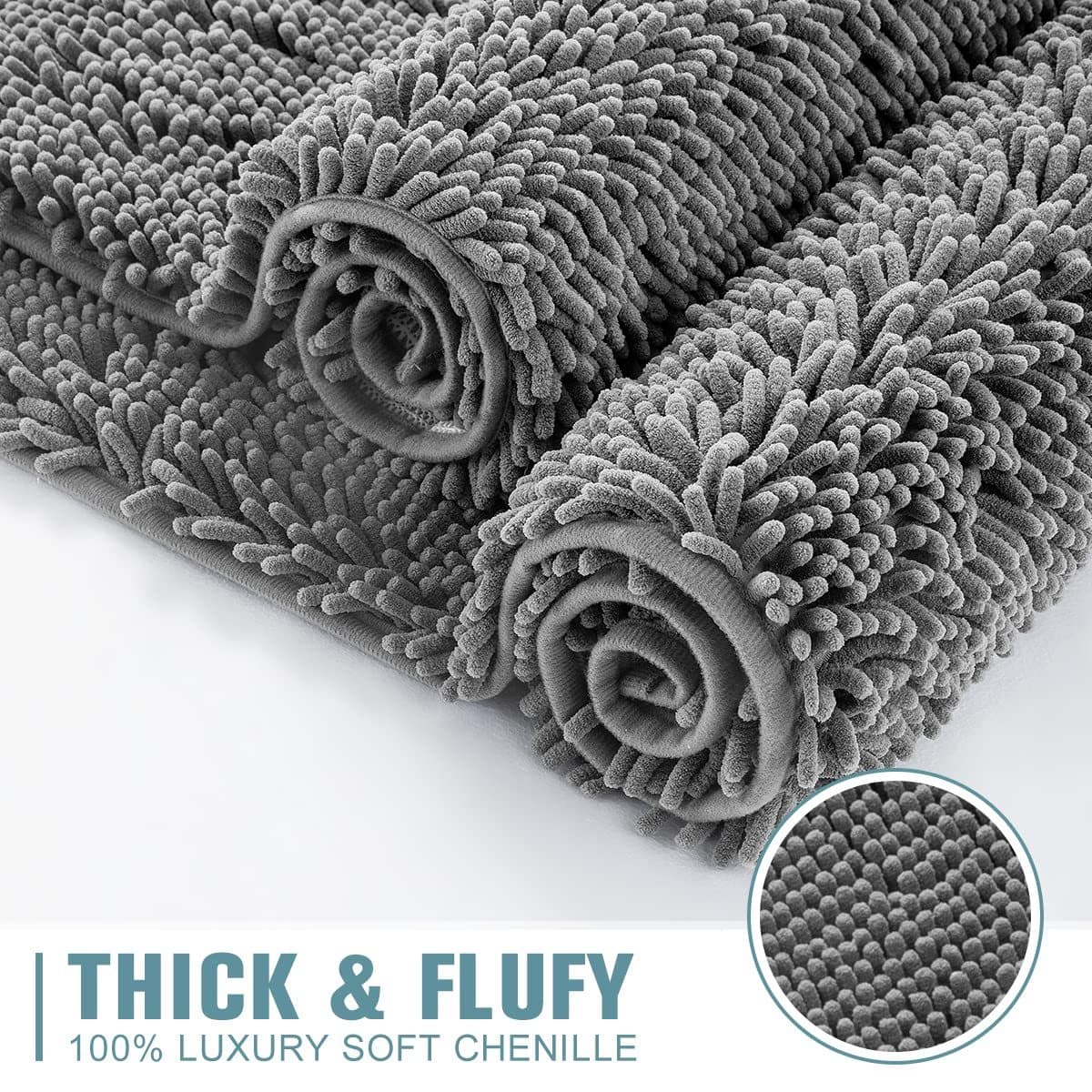 TEMU Indoor Rug,non-slip Bath Mat,soft Cozy Shaggy Thick Bath Rugs For Bathroom,plush Rugs For Bathtubs,water Absorbent Rain Showers And Under The Sink (dark Grey, 17"×24")