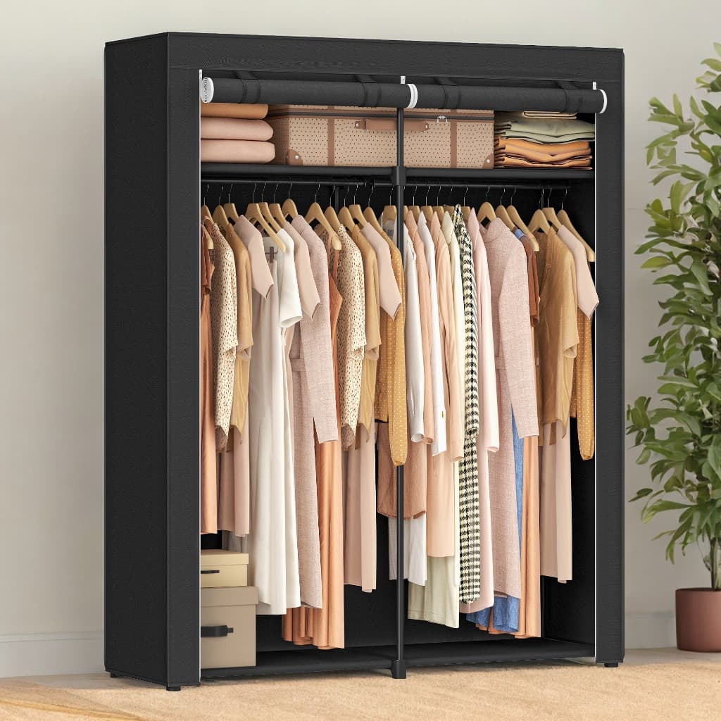 TEMU 55.1 X X 68.5 Inches Portable Clothes Storage Organizer, Non-woven Fabric Covered Wardrobe Closet With Clothes Rail