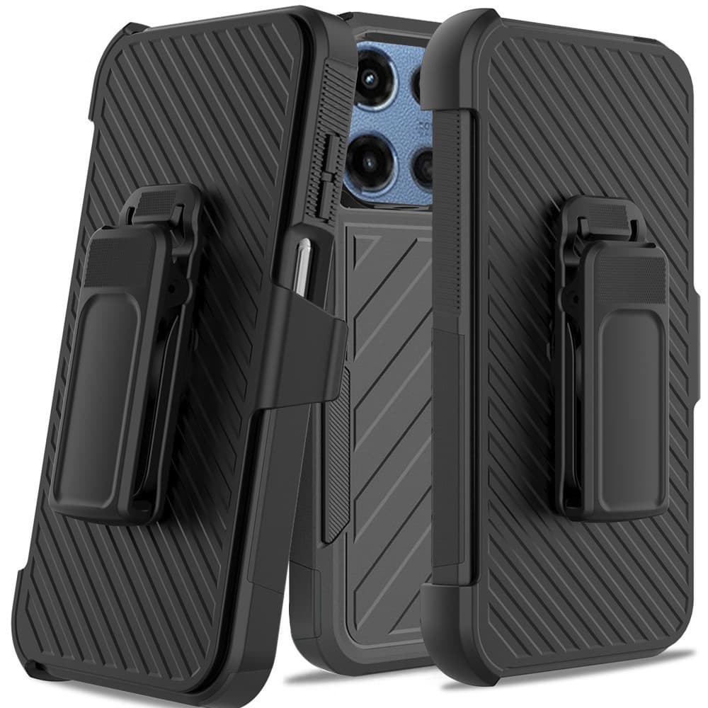 TEMU For Motorola 2025 Phone Case, Hybrid Armor Case With Belt Clip Holster Cover