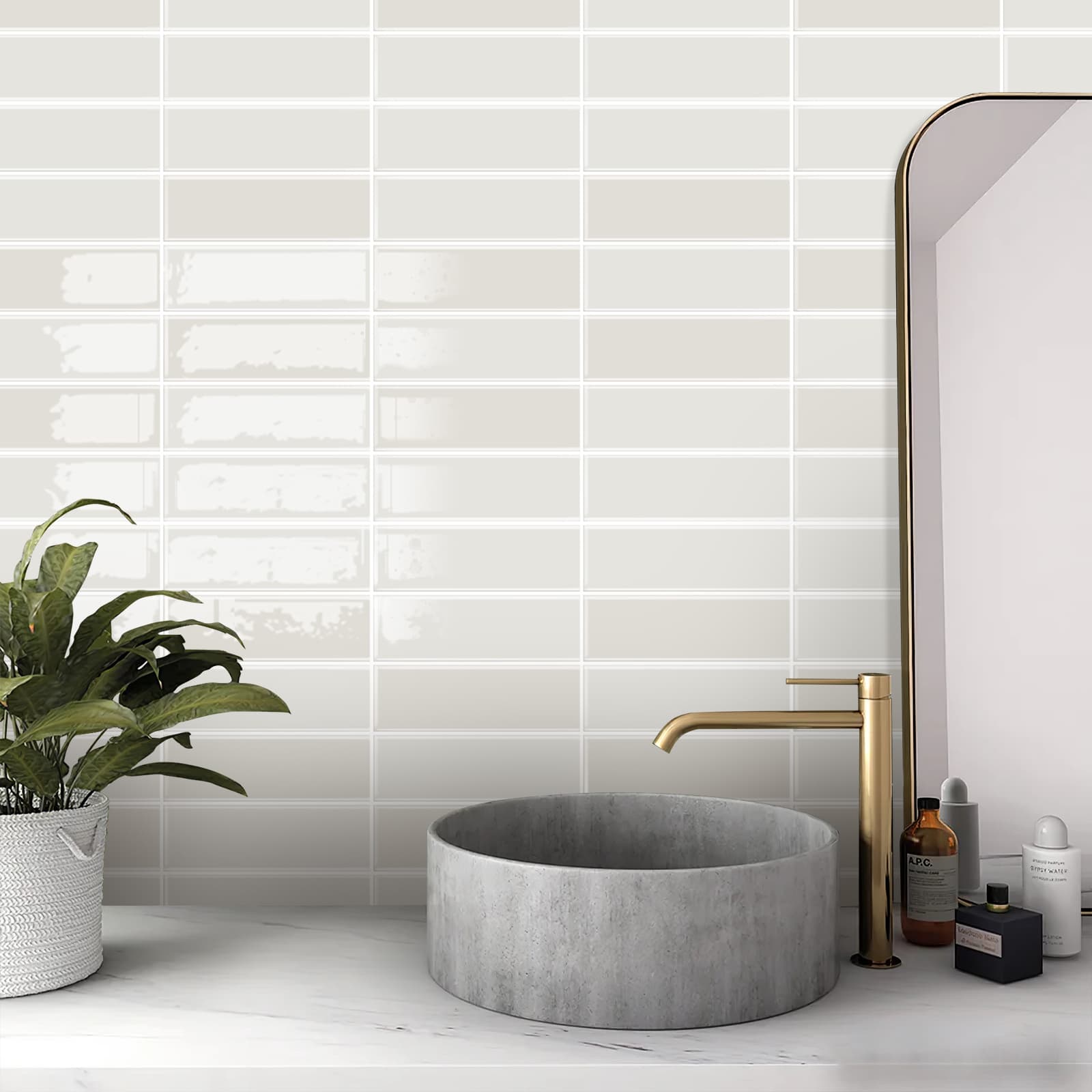 TEMU Morcart 6-sheet Self-adhesive Waterproof Peel And Stick Wall Tile, 3d Subway Backsplash Tile, , For Kitchen, Stick On Kitchen Wall Bathroom Laundry Room Wall (12''x12'') (10''x10'')