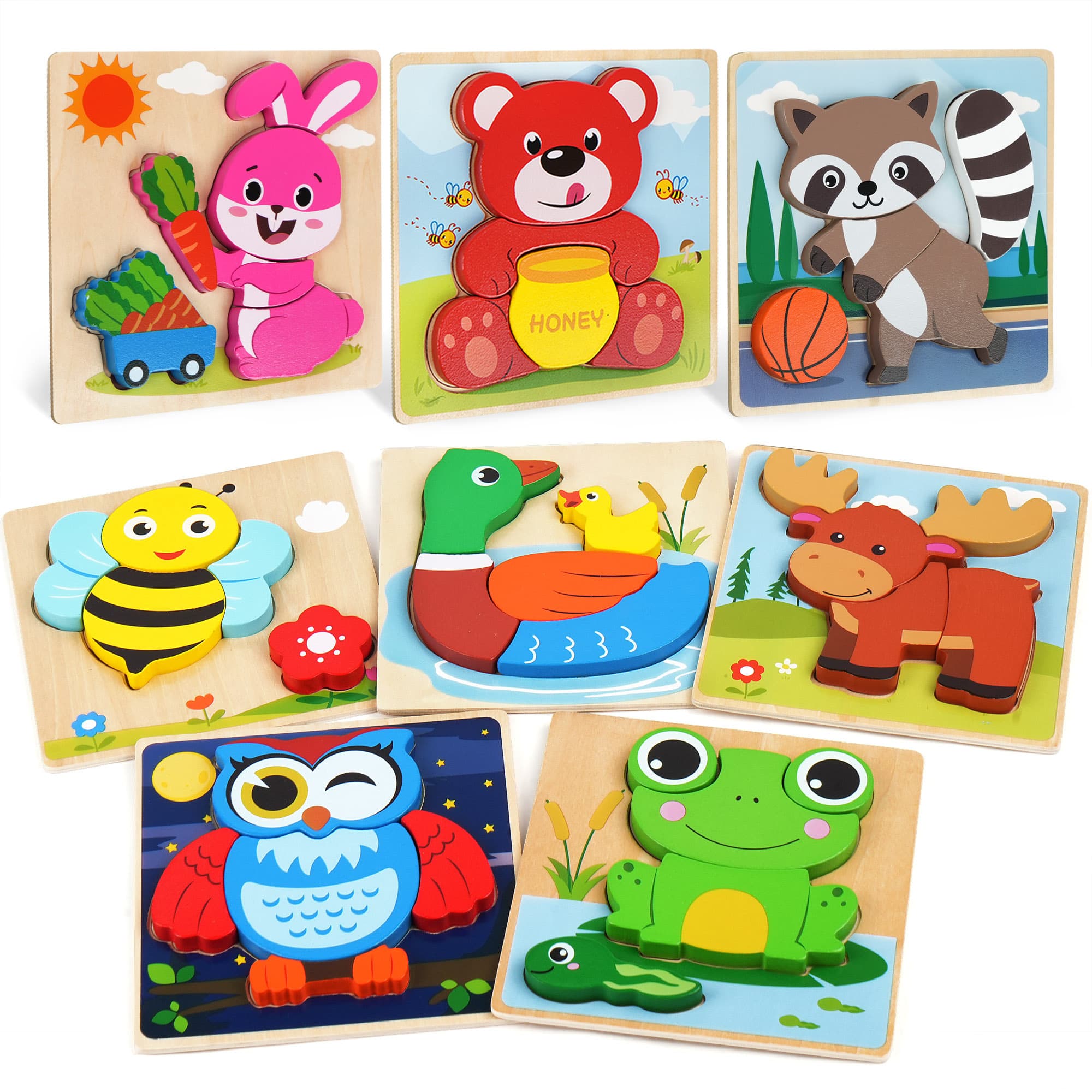 TEMU Wooden Puzzles, Animals Puzzles, Educational Thinking Training Toys For Parents And Children, Gifts For Christmas, Colors & Shapes Toys For Kids Ages 1 2 3