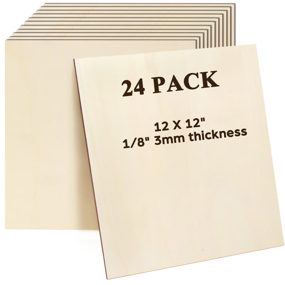 TEMU 24pcs 12" X 12" Large Basswood Sheets 1/8" Or 1/16" Basswood Board For Laser Cutting Engraving Craft, Wood Sheet