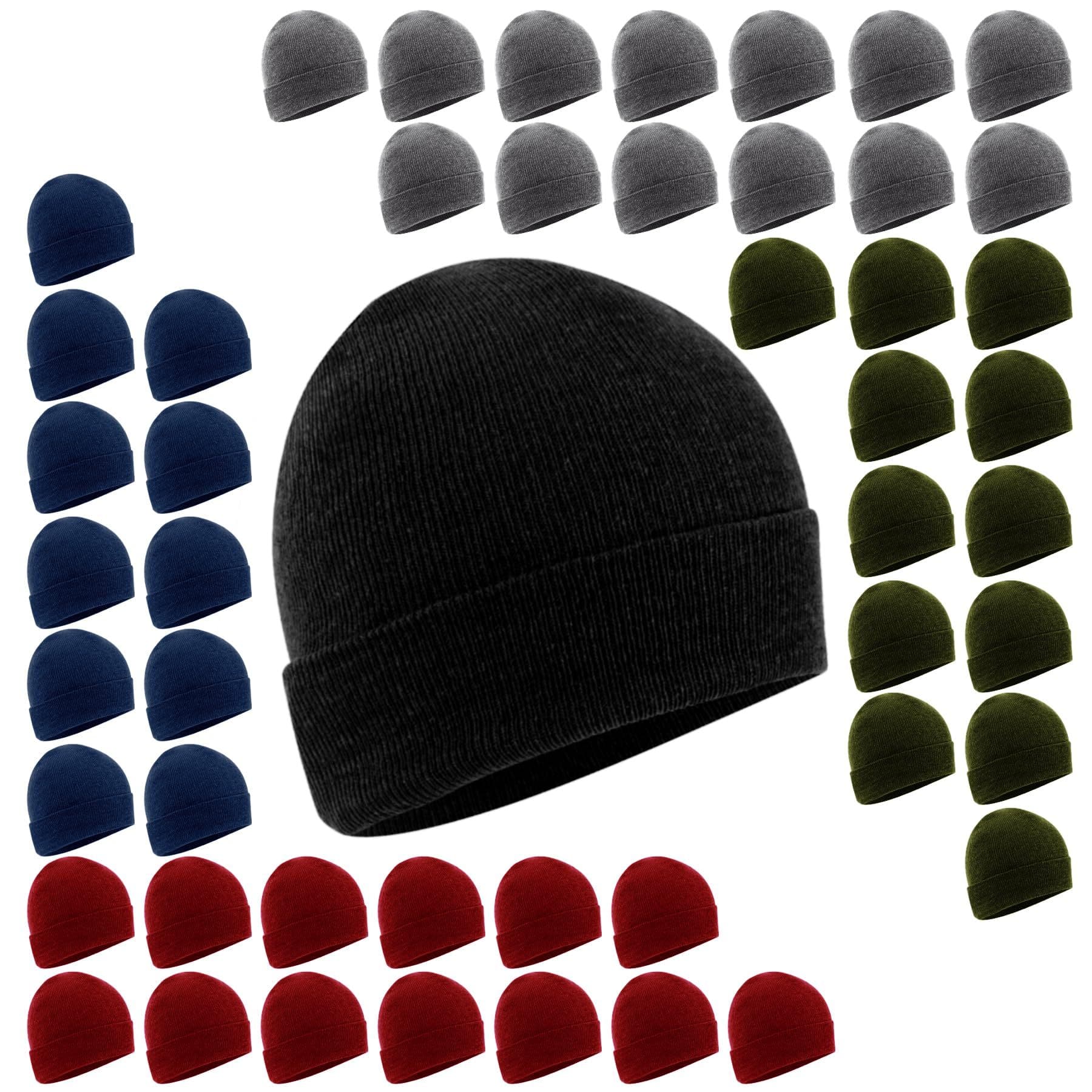 TEMU 50 Pack Of Adult Mens & Womens Stretch Knit Beanie Skull Hats For Fall, Winter, Snow, Wind, Rain, Homeless And Charity Donation