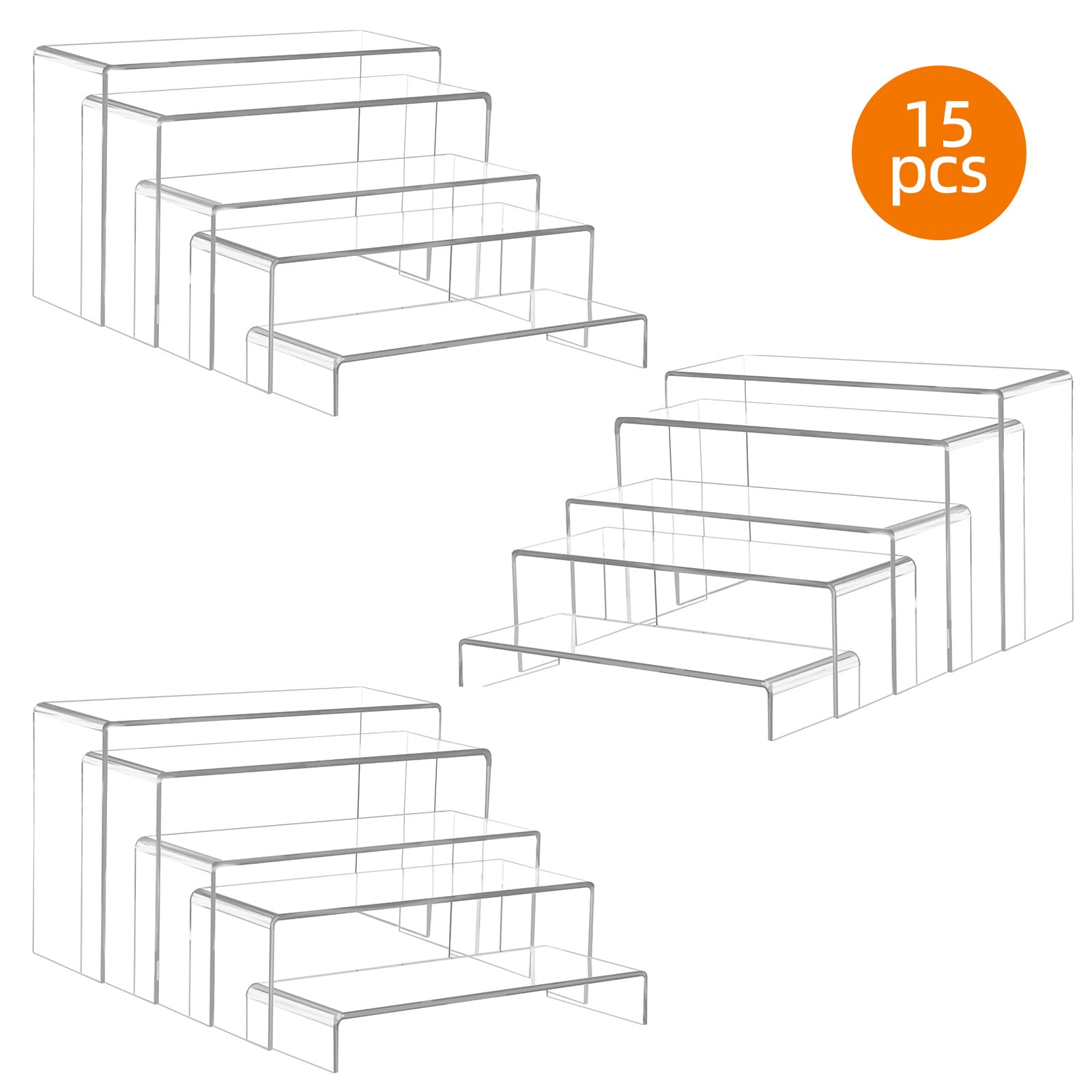 TEMU Whonline 15pcs Acrylic Risers For Display, Clear Perfume Organizer Stands, Acrylic Display Risers For Show Figures, Cupcake, Jewelry, Perfume And More (5 Sizes)