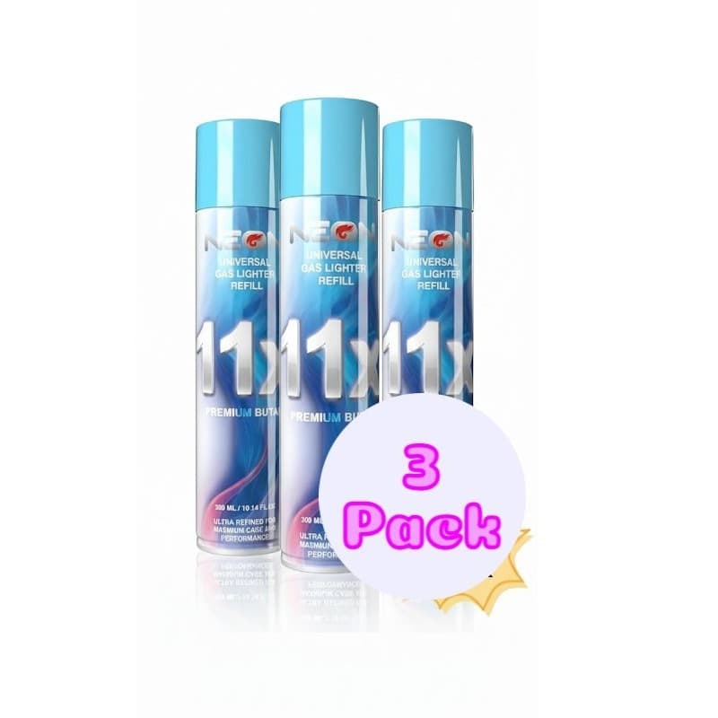 TEMU 3 Cans Neon 11x Refill Fuel Fluid Lighter Ultra 11 Times 10.14 Oz Blue