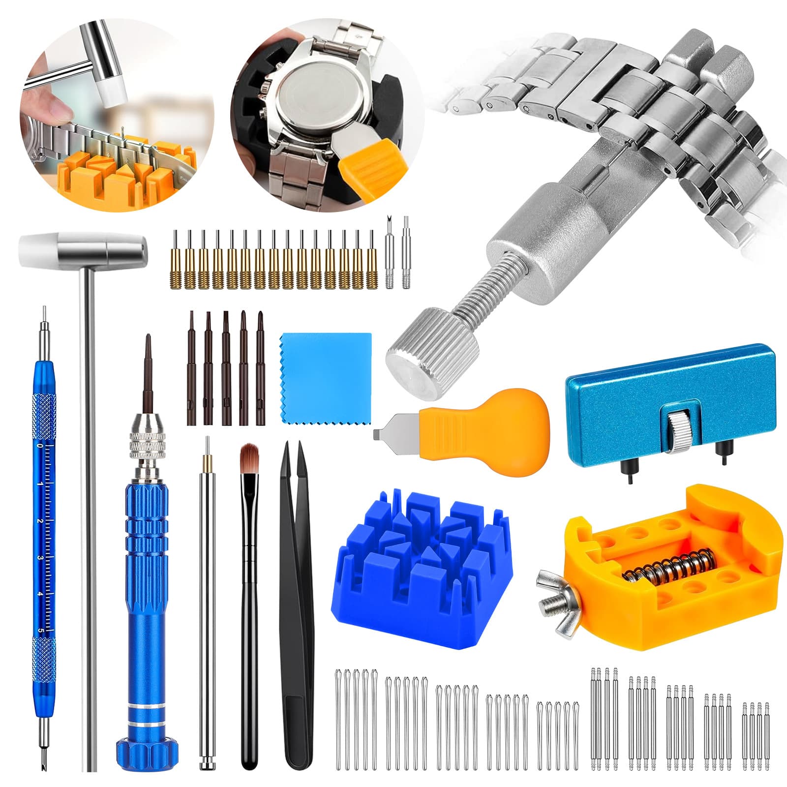 TEMU 74pcs Professional Watch Repair Tool Kit, Includes Spring Bar Tool Set, Strap Chain Pin Disassembly & Screwdriver, Father's Day & Day Gift For Watch Enthusiasts & Crafters