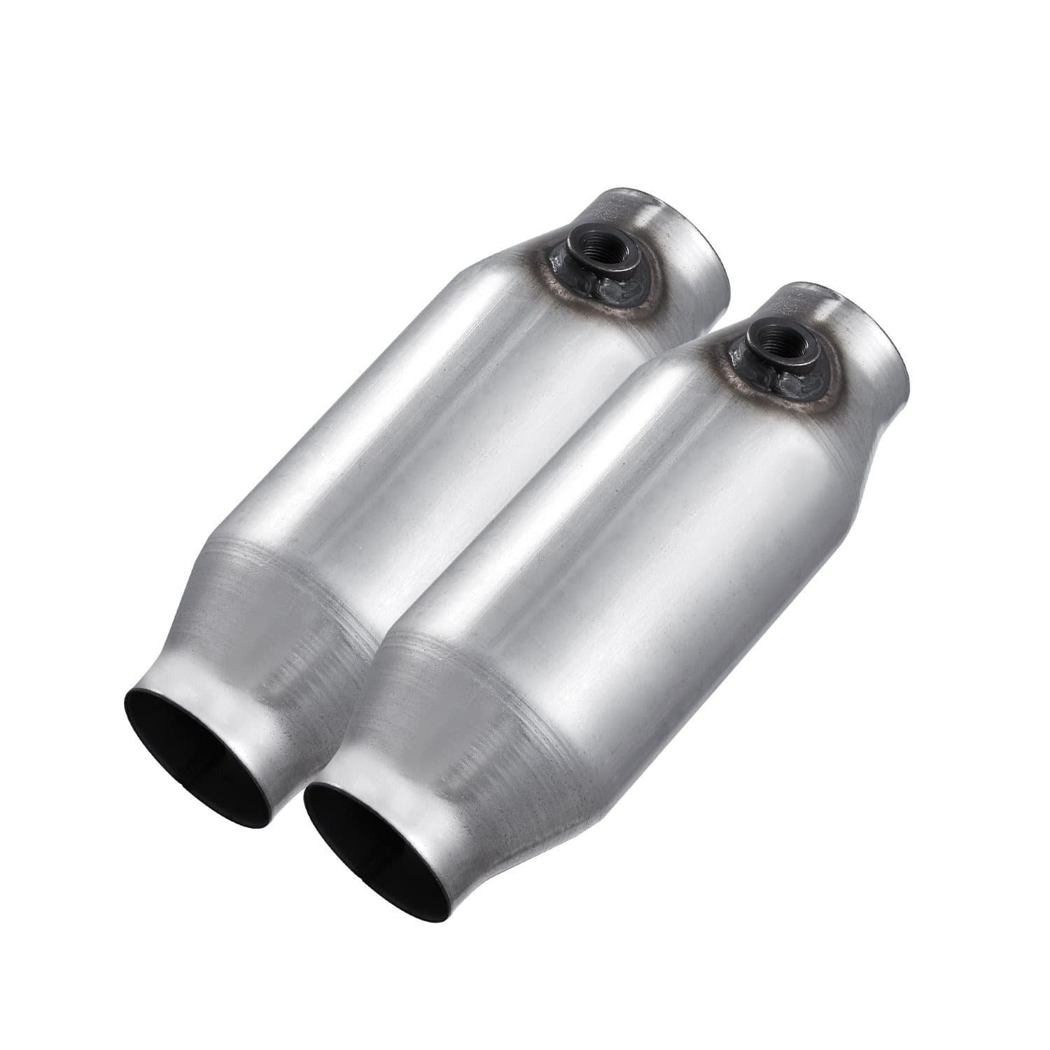 TEMU Universal Catalytic Converter 2.5 Inch Inlet And Outlet 2 Pack With O2 Port