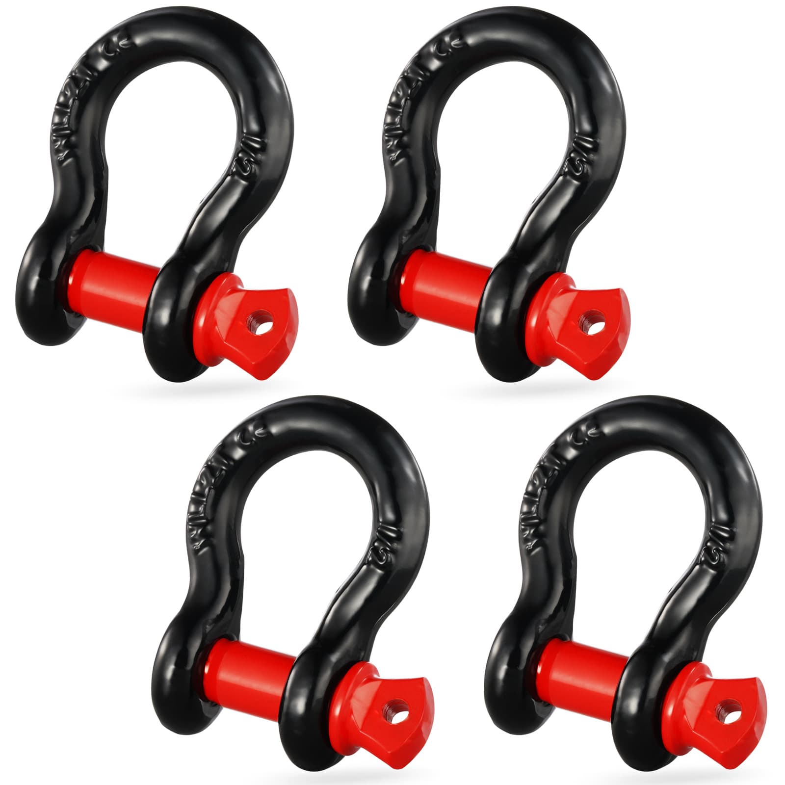 TEMU Vevor 1/2" D-ring Shackle, 4 Pack Alloy Steel Shackles 17637 Lbs (8 Ton) Break Strength With 5/8" , Heavy Duty Off Road Vehicle Recovery Shackle, Towing Accessories For Truck, Black