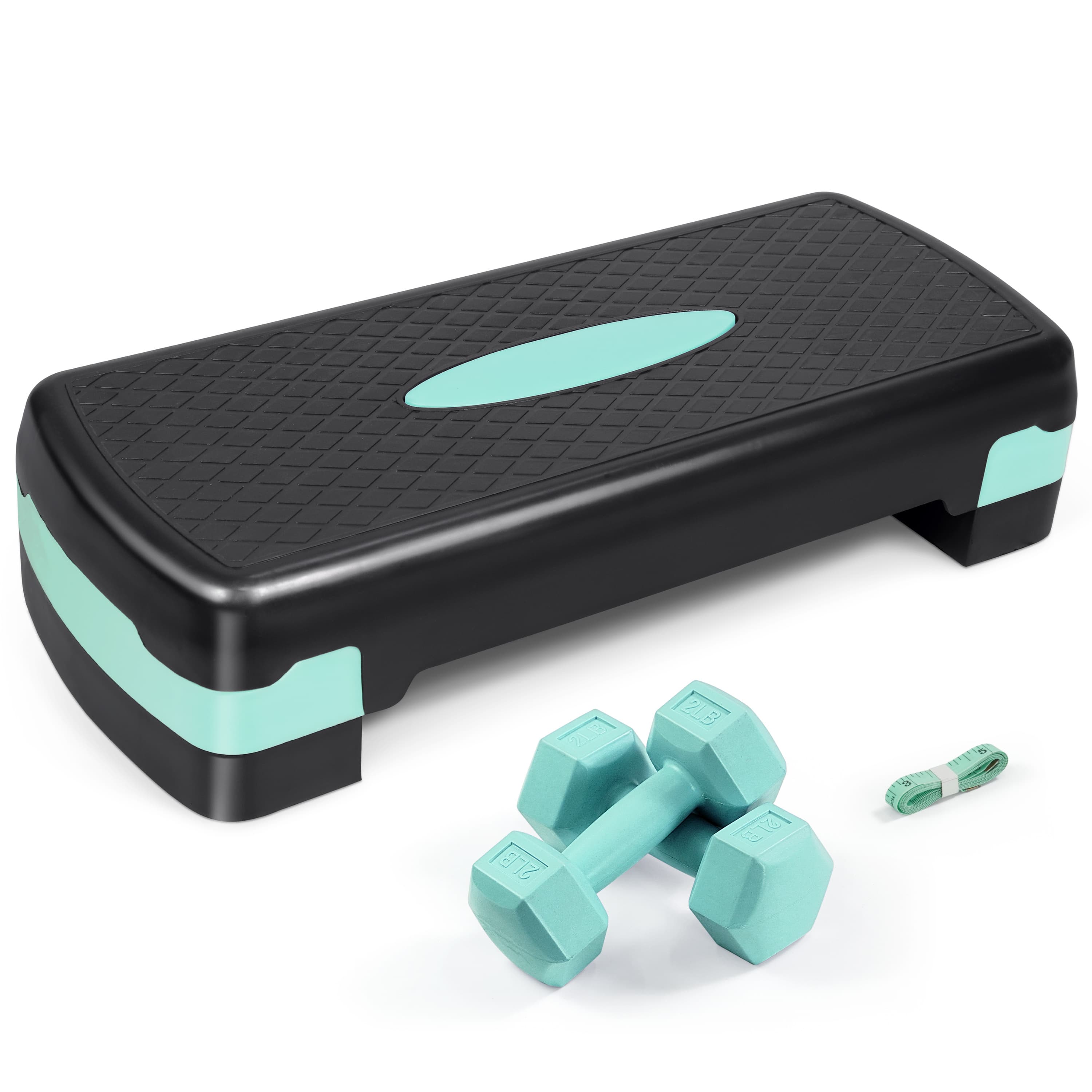 TEMU Adjustable Height Aerobic Stepper Set With 2 Dumbbells & Measuring Tape, Workout Exercise Step Platform W/ Level Risers, Gift For A Holiday And Merry Christmas, 3 Colors