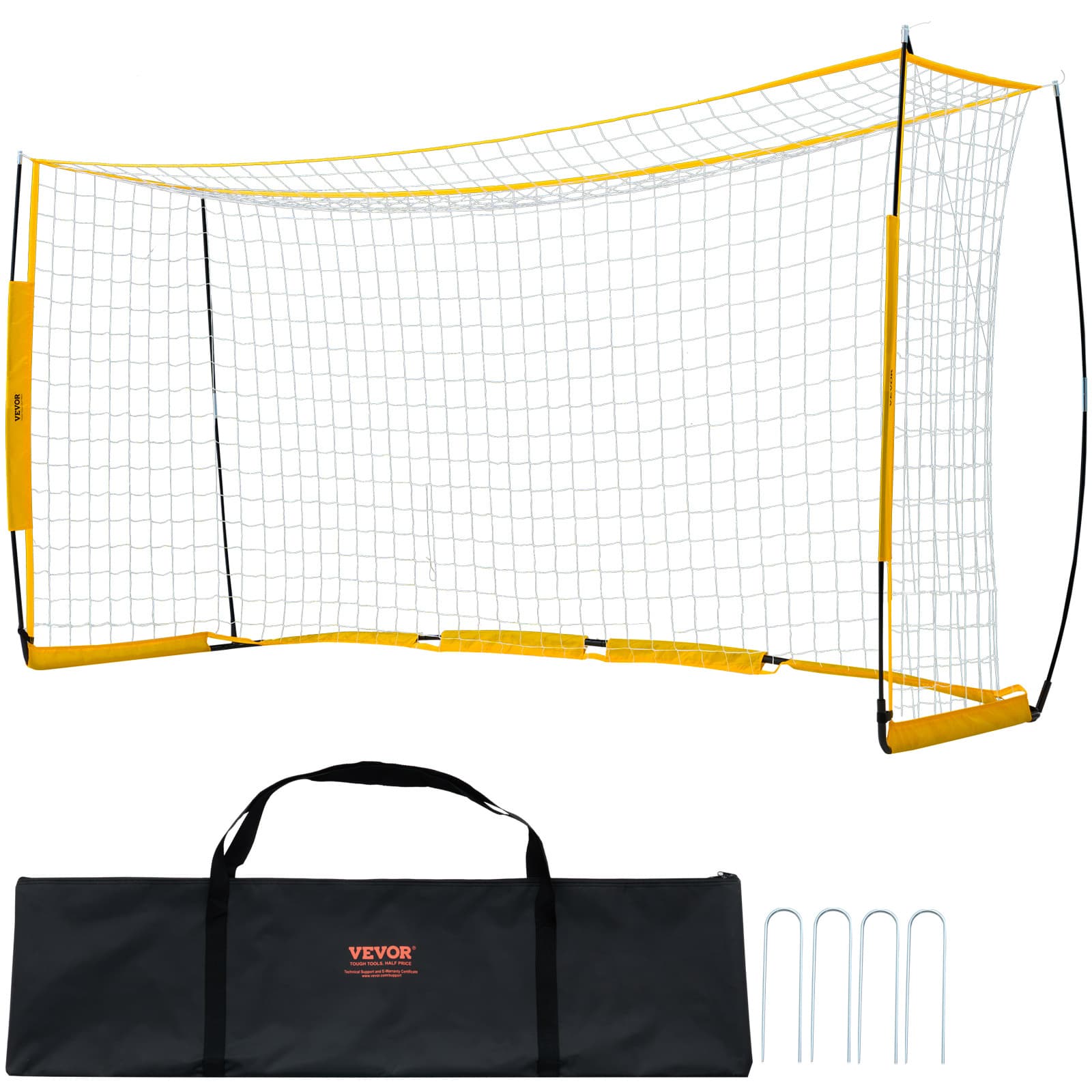 TEMU 12x6 Ft Portable Soccer Soccer Net Carry Bag Backyard Training Yellow