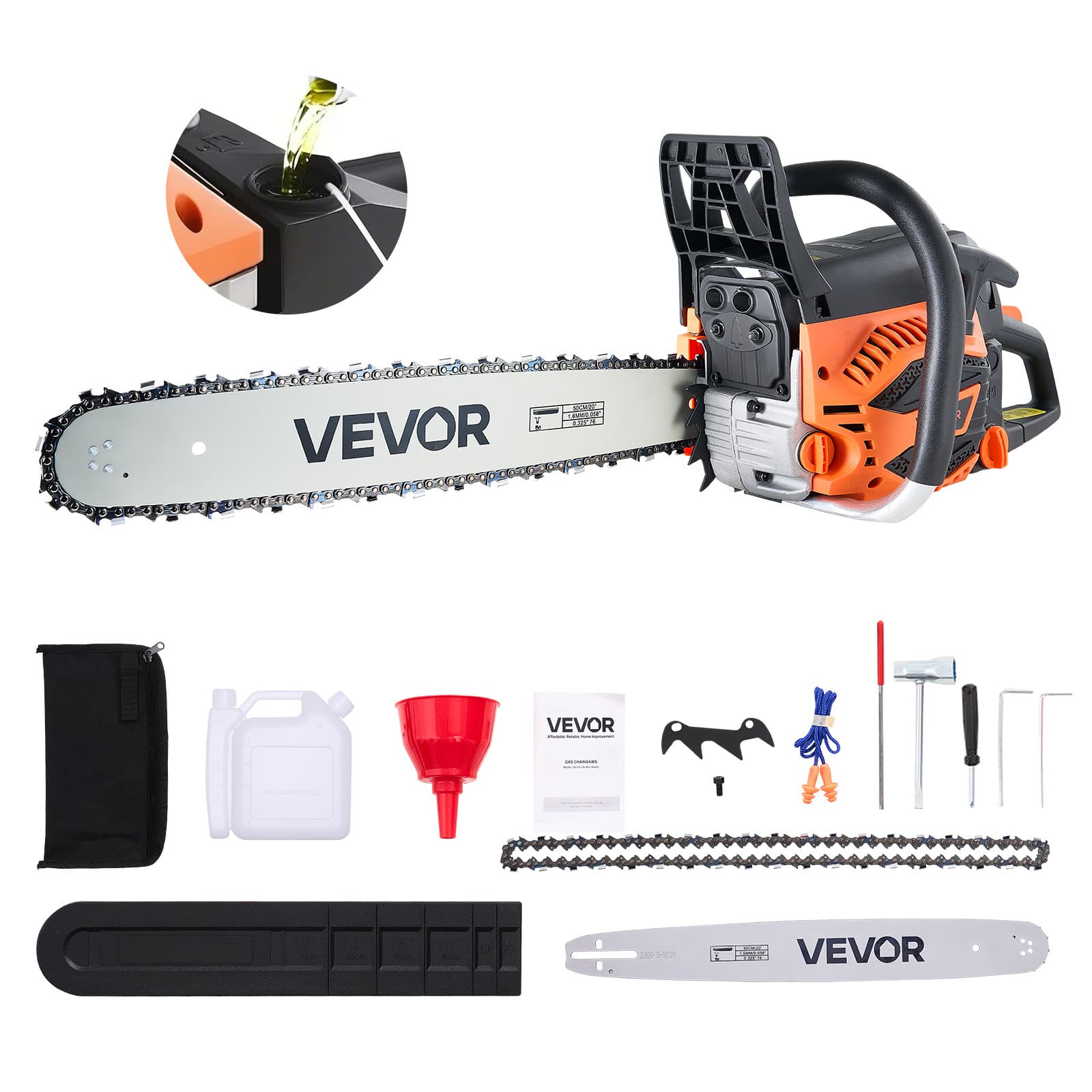 TEMU Vevor 62cc Gas Chainsaw 3.8 Gas Powered 20 Inch Chainsaw For Wood Cutting