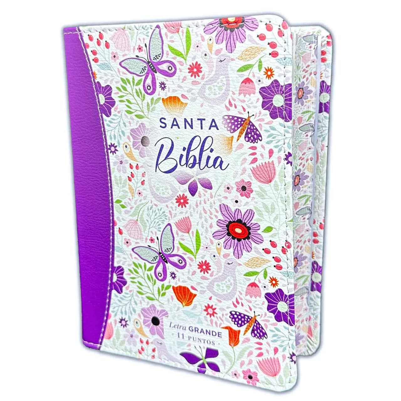 TEMU Biblia Para Mujeres Compacta 11 Puntos Rv1960 Imit Piel Con Canto Pintado Primaveral Lila Oscuro