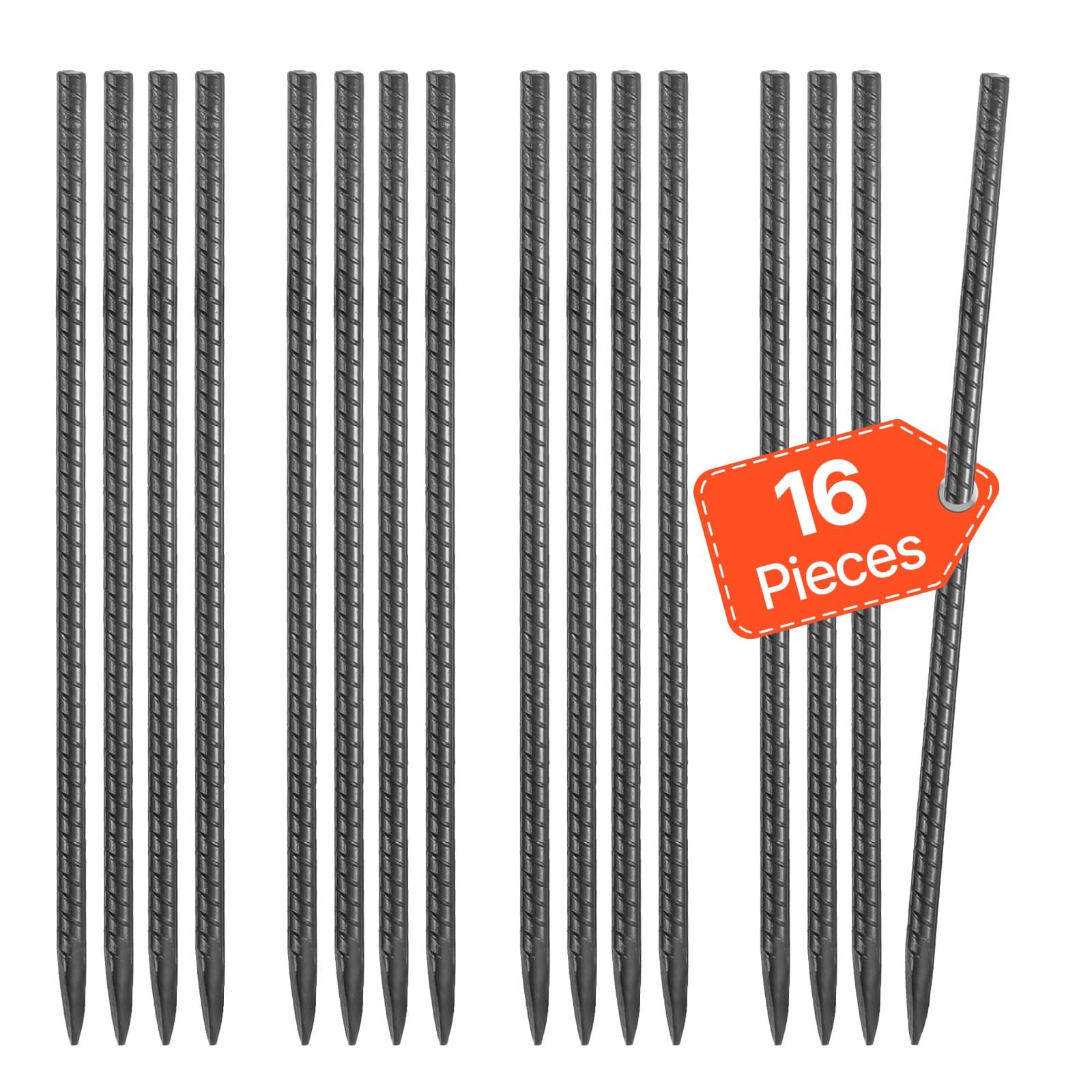 TEMU Vevor 16-inch / 24-inch 16 Pack / 20 Pack Stakes Heavy Duty Straight Galvanized Steel Ground Anchors