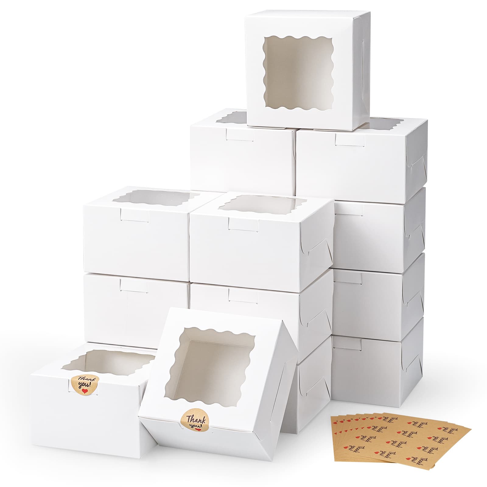 TEMU 80pcs Small Cake Box Cookie Boxes 4x4x2.5in Boxes With Window Treat Boxes Cake Boxes For Dessert Pastry Macaron, For Birthday Party, Wedding And Father's Day