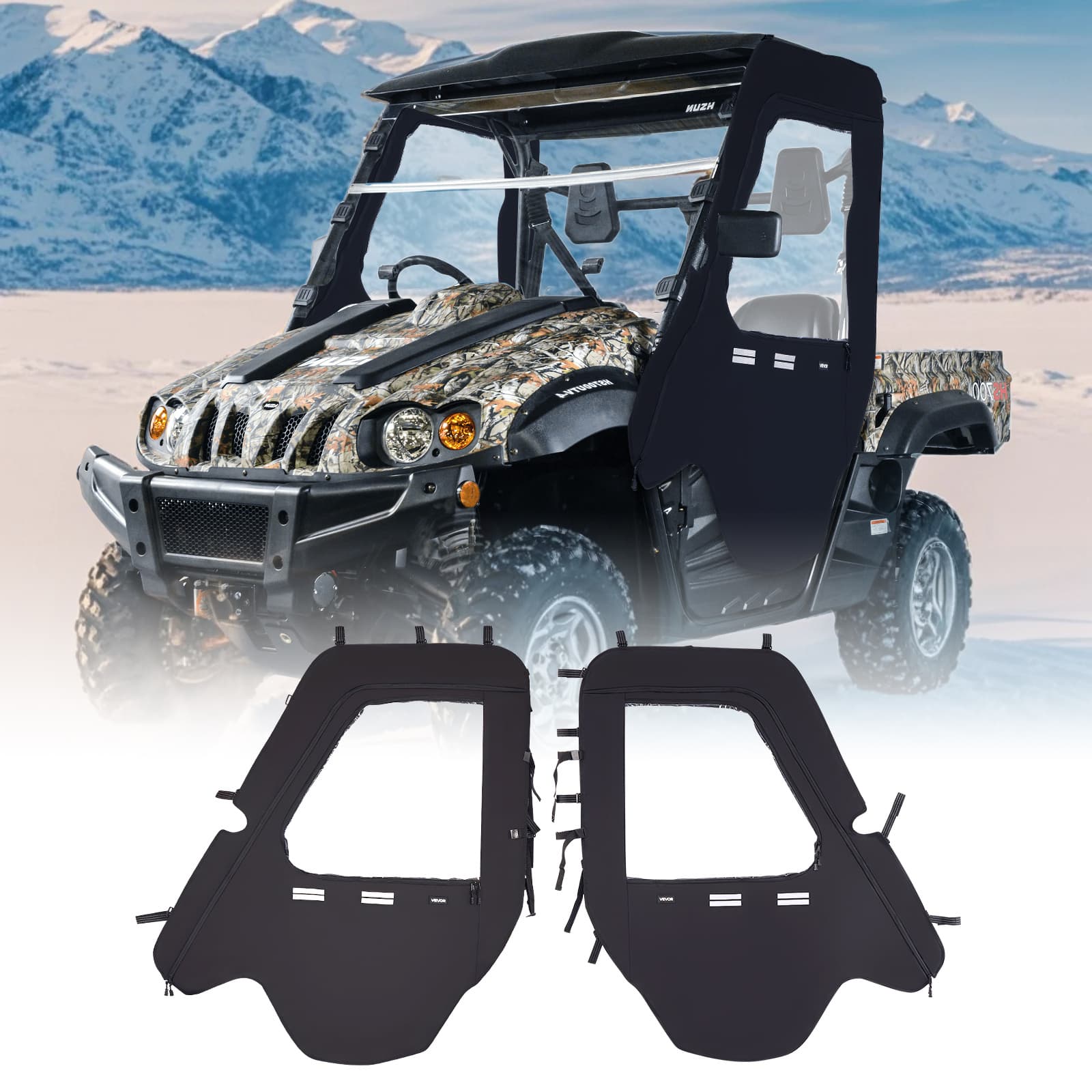 TEMU Utv Cab Enclosure Upper Doors Set Zipper For 500 700 And Axis 500 700