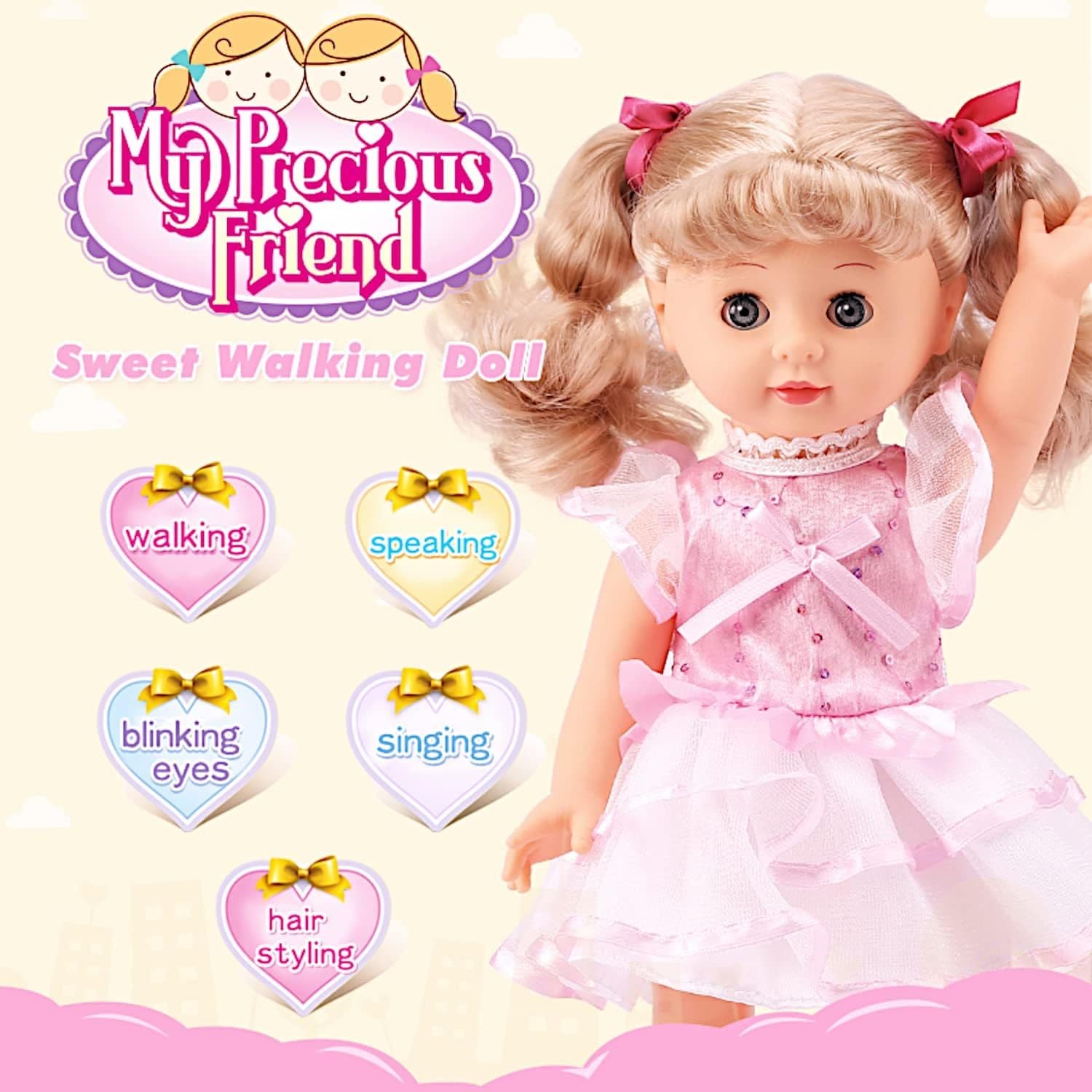 TEMU 12" Princess Interactive Vinyl Toy Baby Control Cuddly Girl Singing Talking Blonde Fashion Blinking Eyes