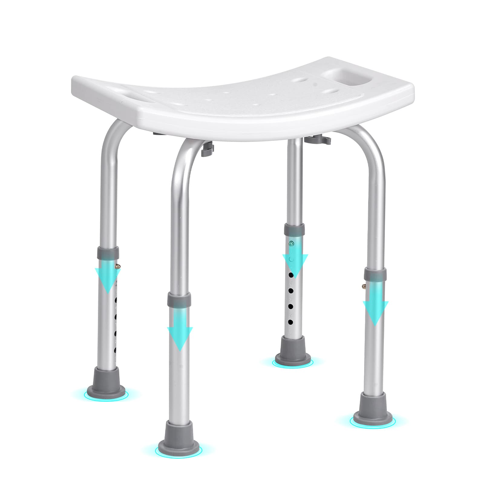 TEMU Vevor Shower Chair, Adjustable Height Shower Stool With Built-in Handles, Shower Seat For Inside Shower Or Tub, Non-slip Bench Bathtub Stool Seat For Elderly Disabled Handicap, 158.8 Kg Capacity