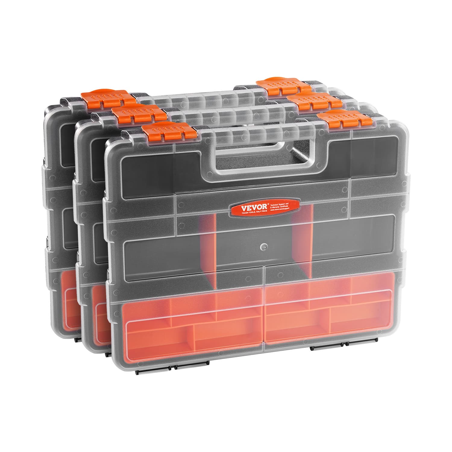 TEMU Vevor Single Sided!3-pack Small Parts Organizer 21-compartment Organizer Box With Removable Divider