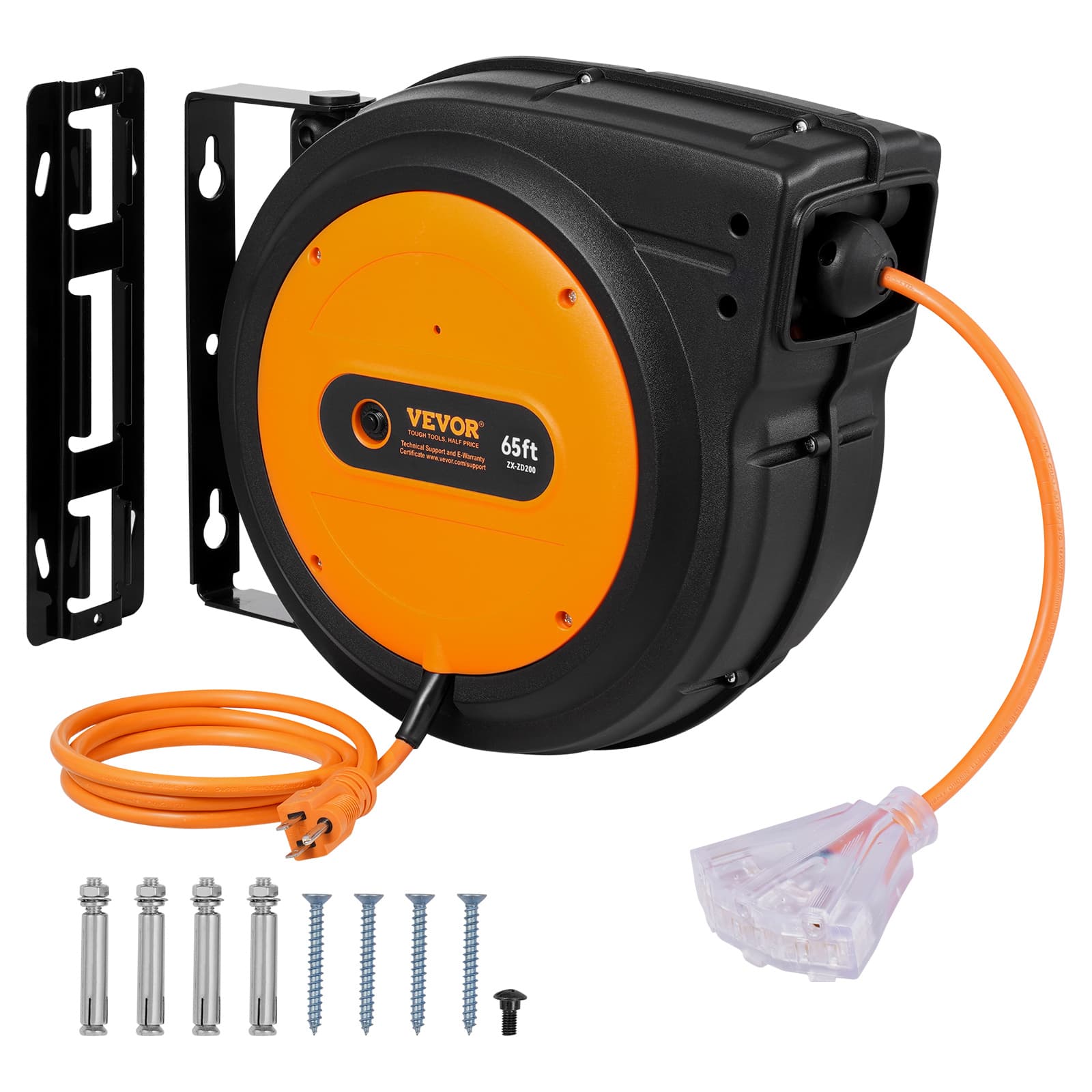 TEMU Vevor Retractable Extension Cord Cord Reel 65ft 12awg/3c Sjtow