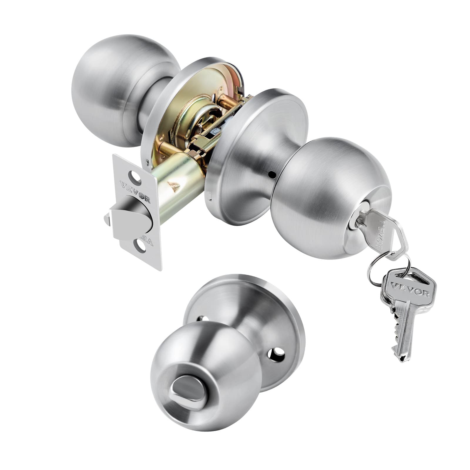 TEMU Round Privacy Door Knob For Bedroom Bathroom Satin Nickel Knob Entry