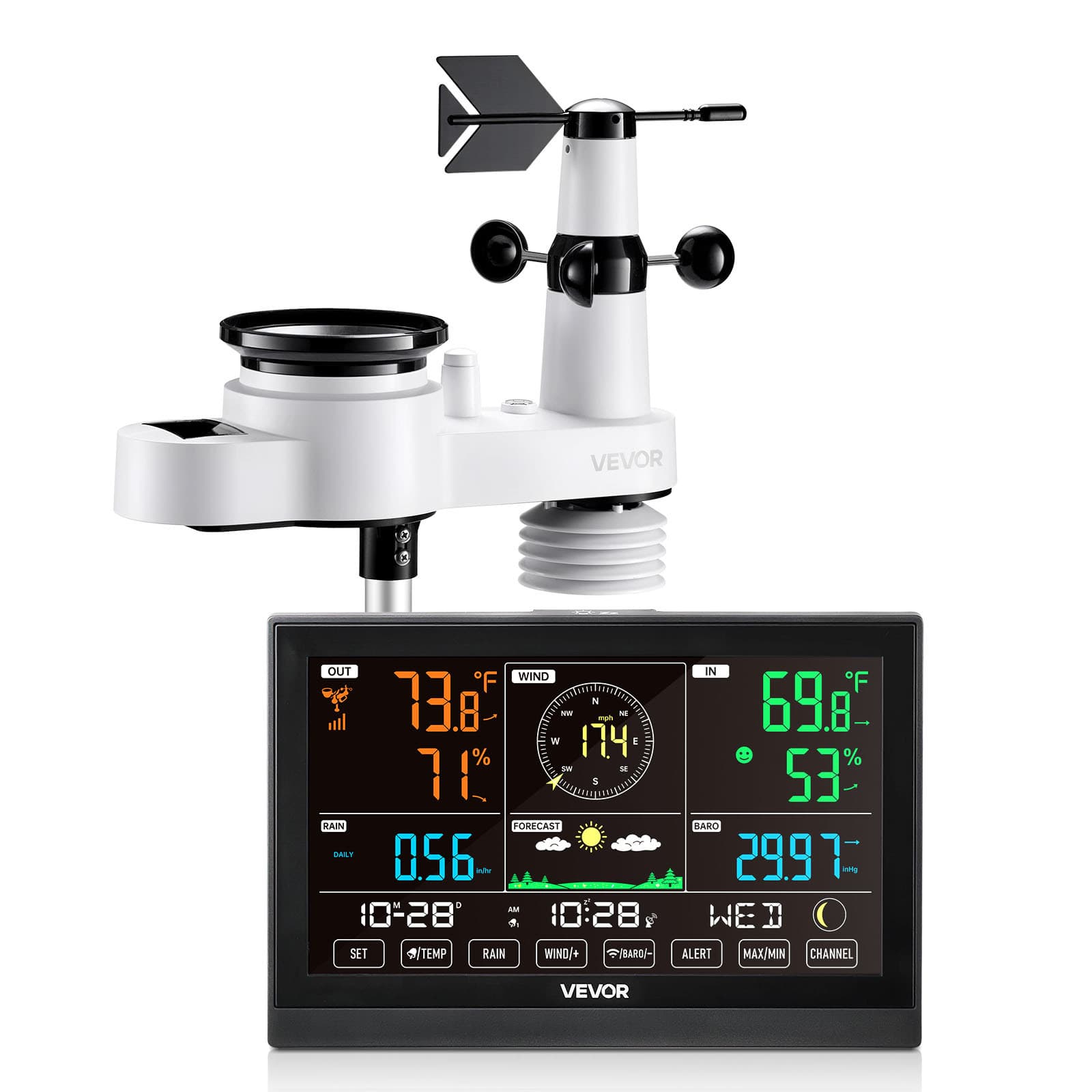 TEMU Wireless Weather Station 7.5 In Display Thermometer Sensor