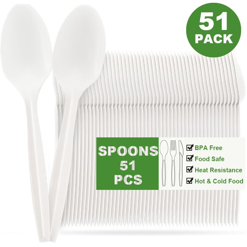 TEMU 51/102/153pcs Plastic Cutlery, Disposable Plastic Forks Bulk Plastic Spoons, Durable Cooking Utensils Set For Kitchen, Parties, Picnics, Restaurants, Daily Use - Heat Resistant & Bpa Free