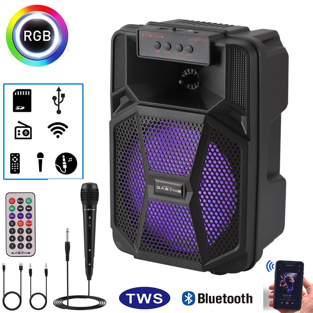 TEMU 1000w Portable Wireless Bluetooth Speaker Light Stereo Tailgate Fm Party Karaoke 8 Inche Subwoofer With Mic And Remote Rechargeable Usb Tf Tws
